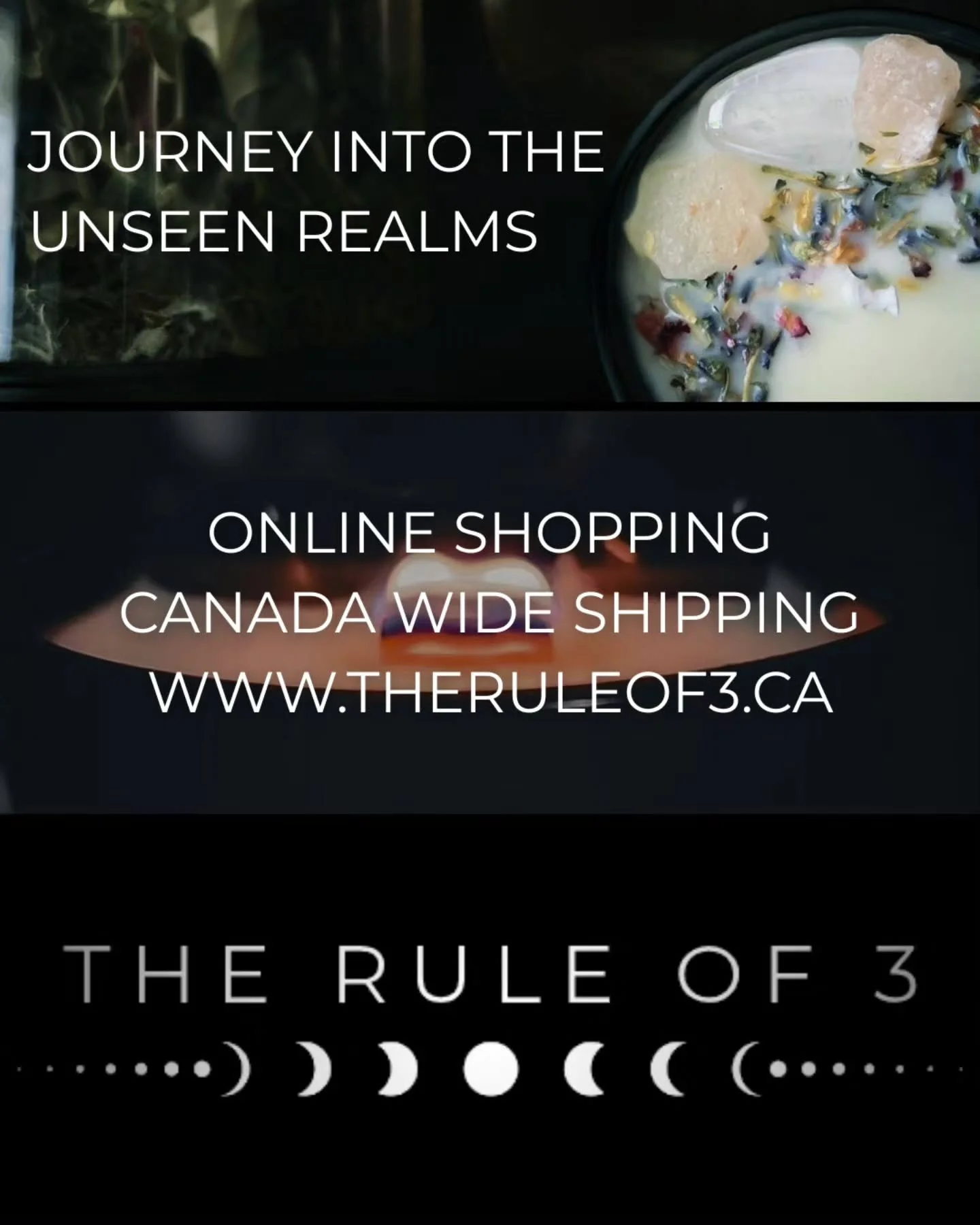 The unseen realms are calling, and your journey begins here ✨️ 

The Rule of 3 is now available online, where even the smallest spark, ignites endless magic 🕯 

▪️Canada-wide shipping
▪️ Free over $150
▪️ Free delivery in Sylvan Lake
▪️ Free pickup 