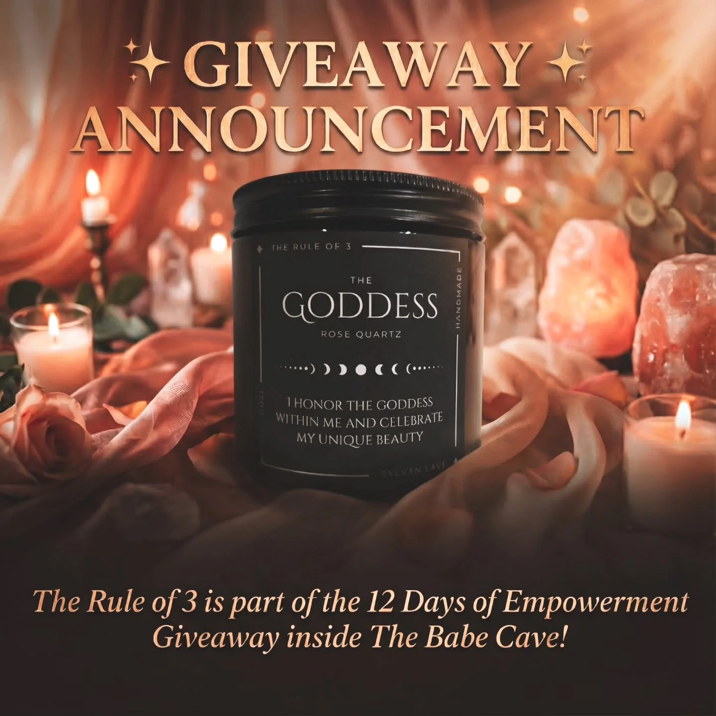 ✨ GIVEAWAY ANNOUNCEMENT ✨

The Rule of 3 is part of the 12 Days of Empowerment Giveaway inside The Babe Cave!

On December 10, I&rsquo;m gifting one winner:
🎁 A Goddess Ritual Bundle (Value $111), featuring an intention candle, aura mist, ritual mel