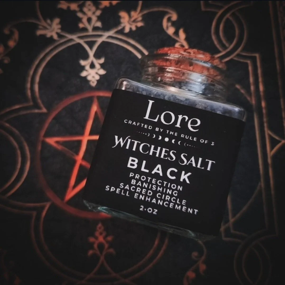 Witches' Salt has deep roots in folk magic and Hoodoo. While salt has been used for purification since ancient Rome (where it was used to bless homes and pay soldiers), the specific creation of Black Salt is a tradition of scraping the charred remain