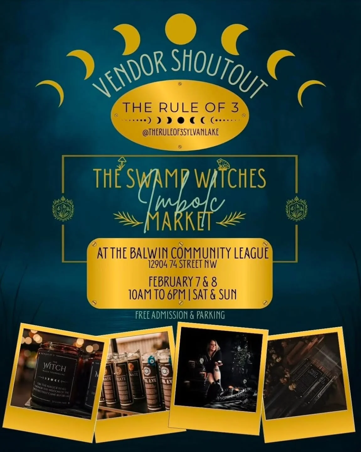 ​The countdown is on ✨️

​I am so ready to be back in Edmonton for The Swamp Witches Imbolc Market on Feb 7 &amp; 8. It&rsquo;s going to be a powerful weekend alongside a wicked lineup of magical beings 🥰

​Come find The Rule of 3 at the Balwin Comm