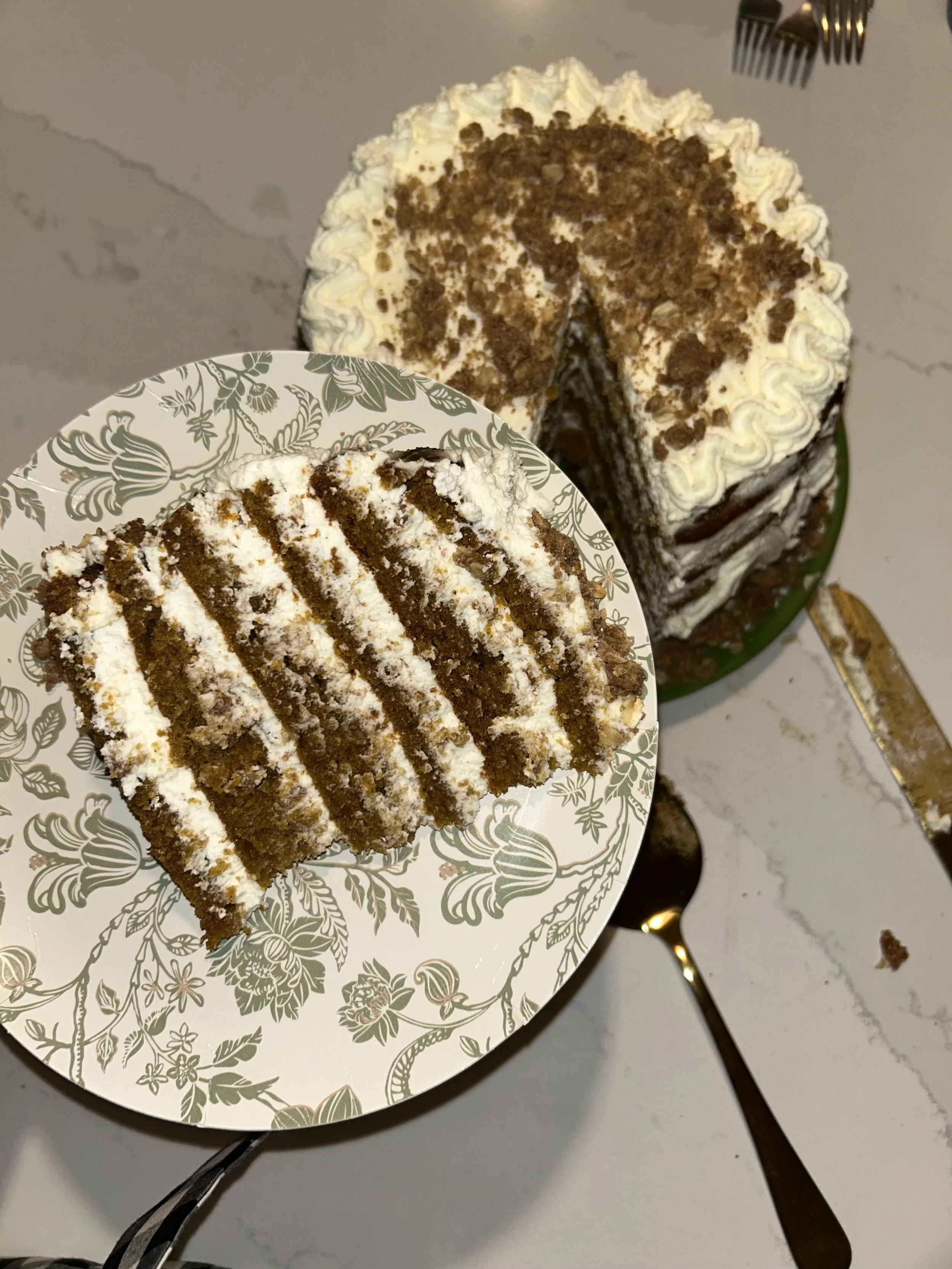 Pumpkin Cake with Vanilla Mascarpone and Cinnamon Streusel 