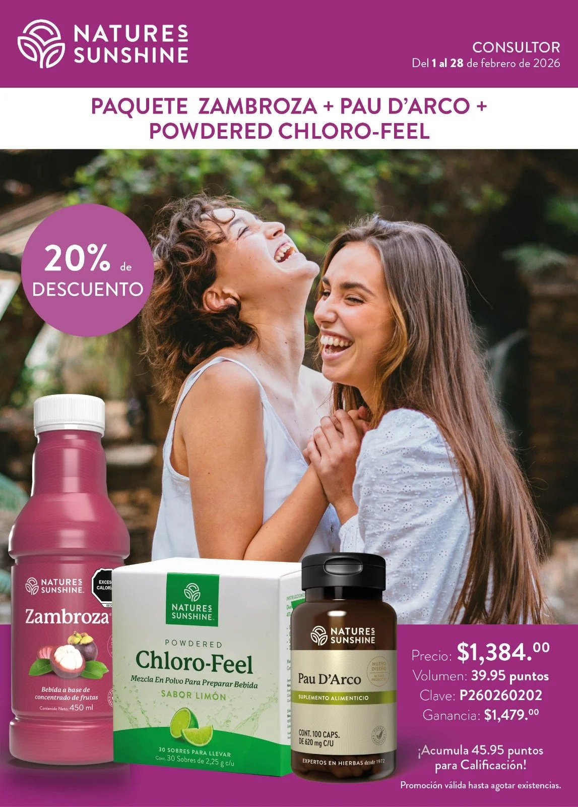 PAQUETE ZAMBROZA + PAU DE ARCO + POWDERED CHLORO-FEEL