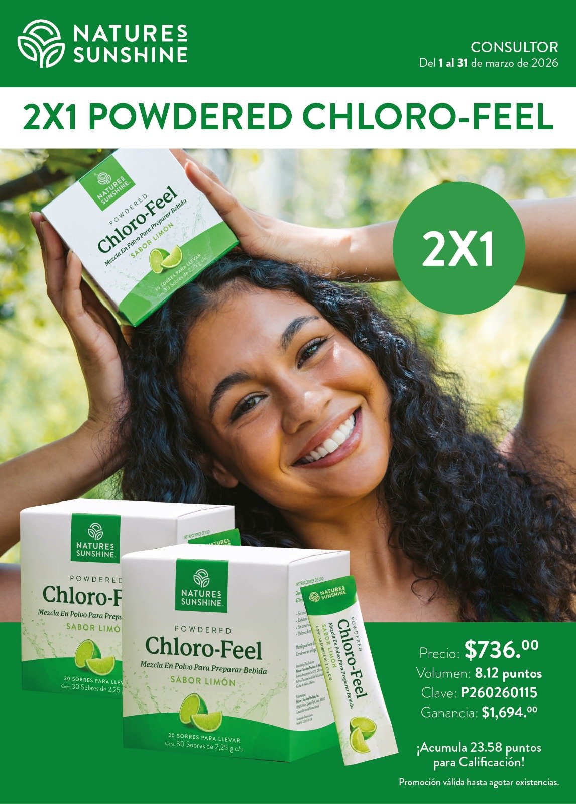 Powdered Chloro-feel Limón en Polvo 2x1