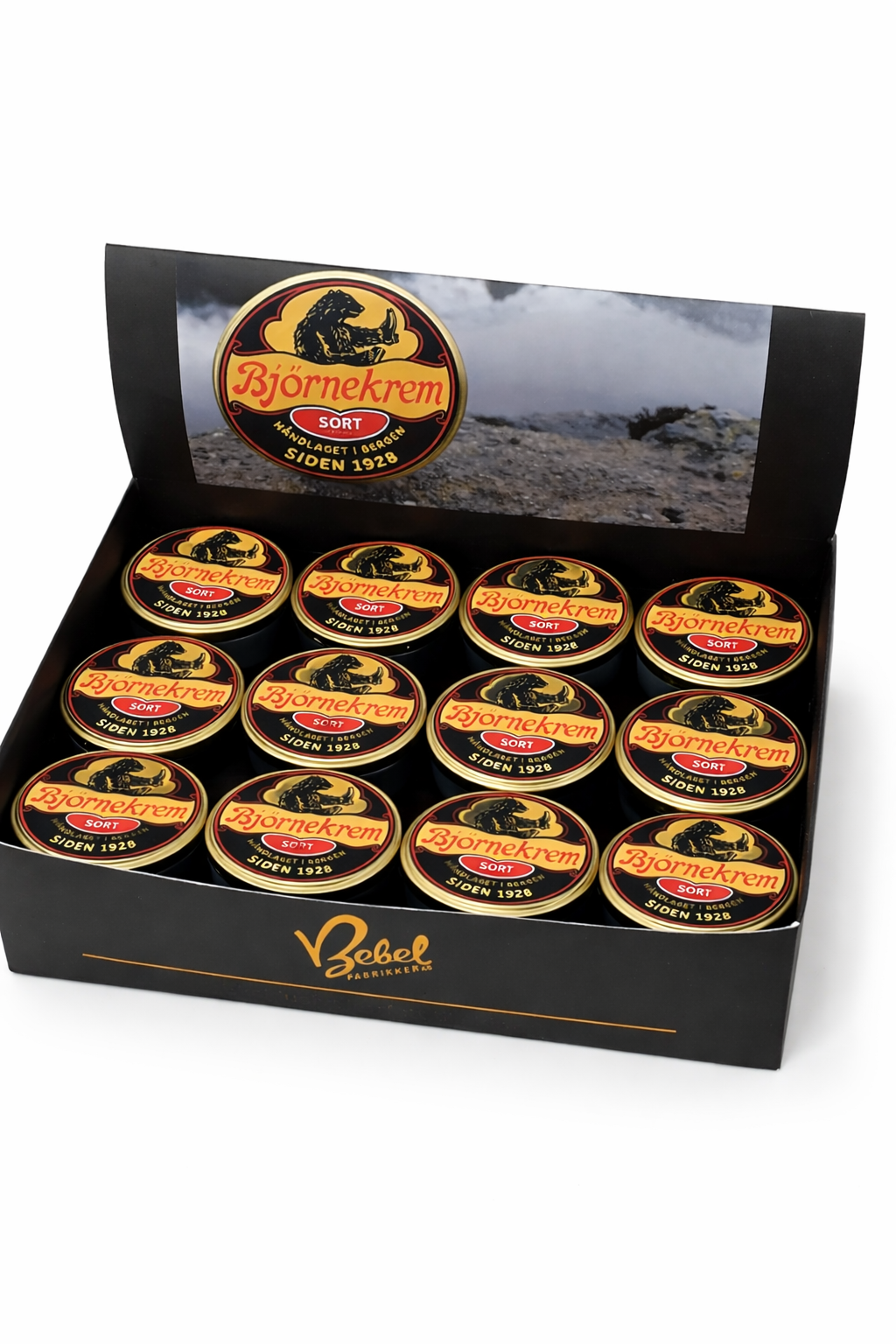 24 stk Bjørnekrem sort i display