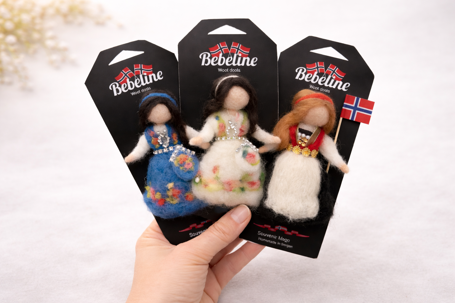 Nålefilt ulldukker Bebeline wool dolls håndlaget i Bergen