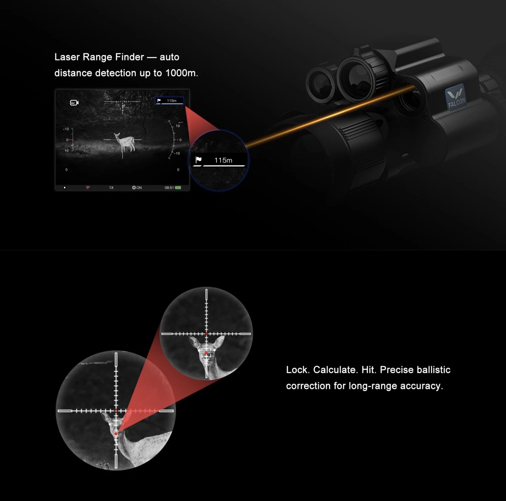 Falcon Titan T1 thermal and night vision rifle scope 50mm lens UK