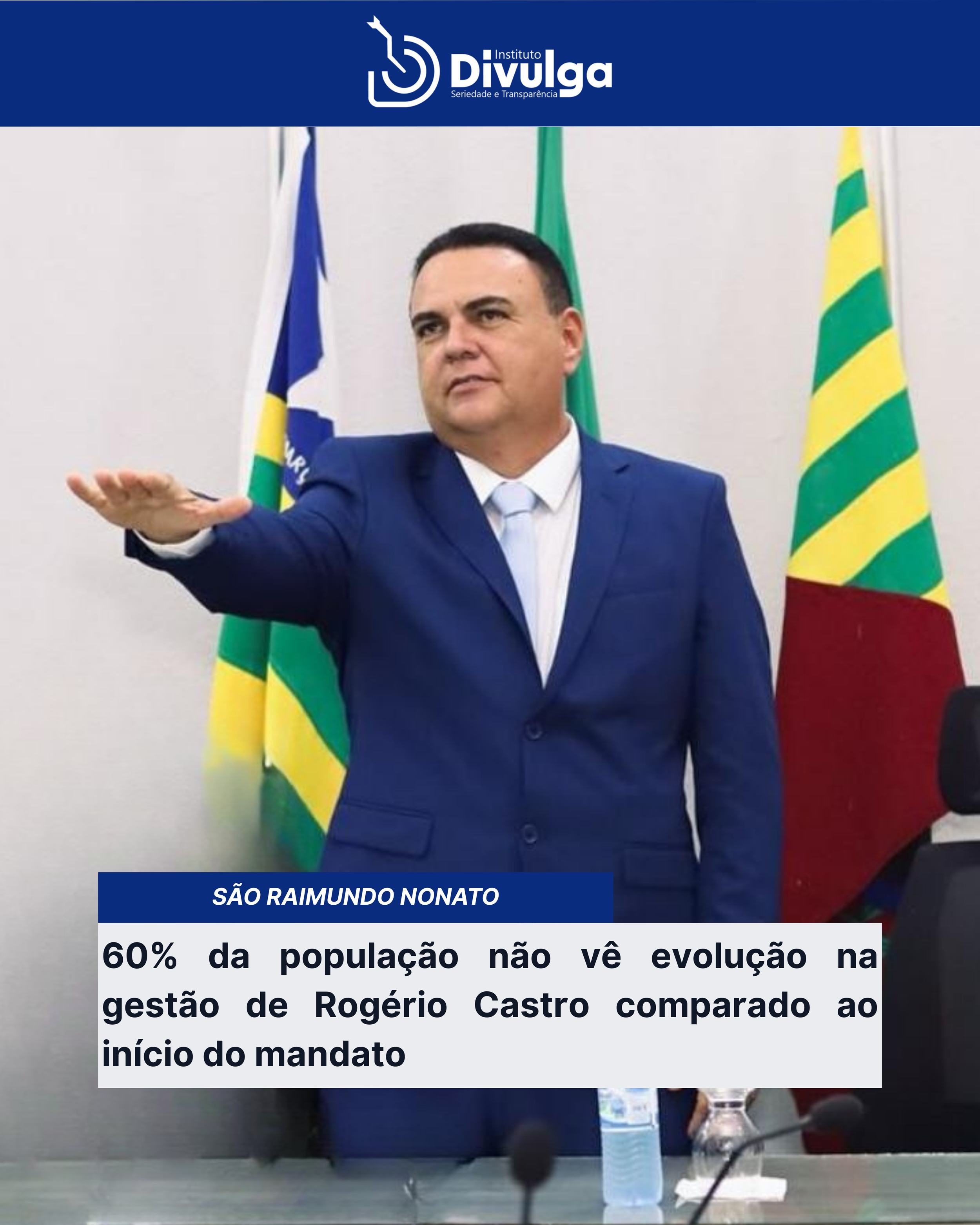 Mais de 60% da população não va gestão comparado ao início do mandato