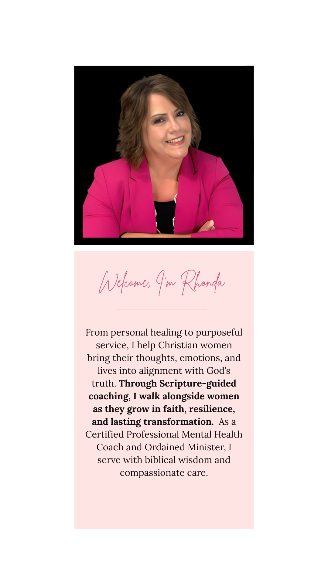 Rhonda Smith welcome section — Christian mental health coach and founder of Christ Minded Christian Coaching