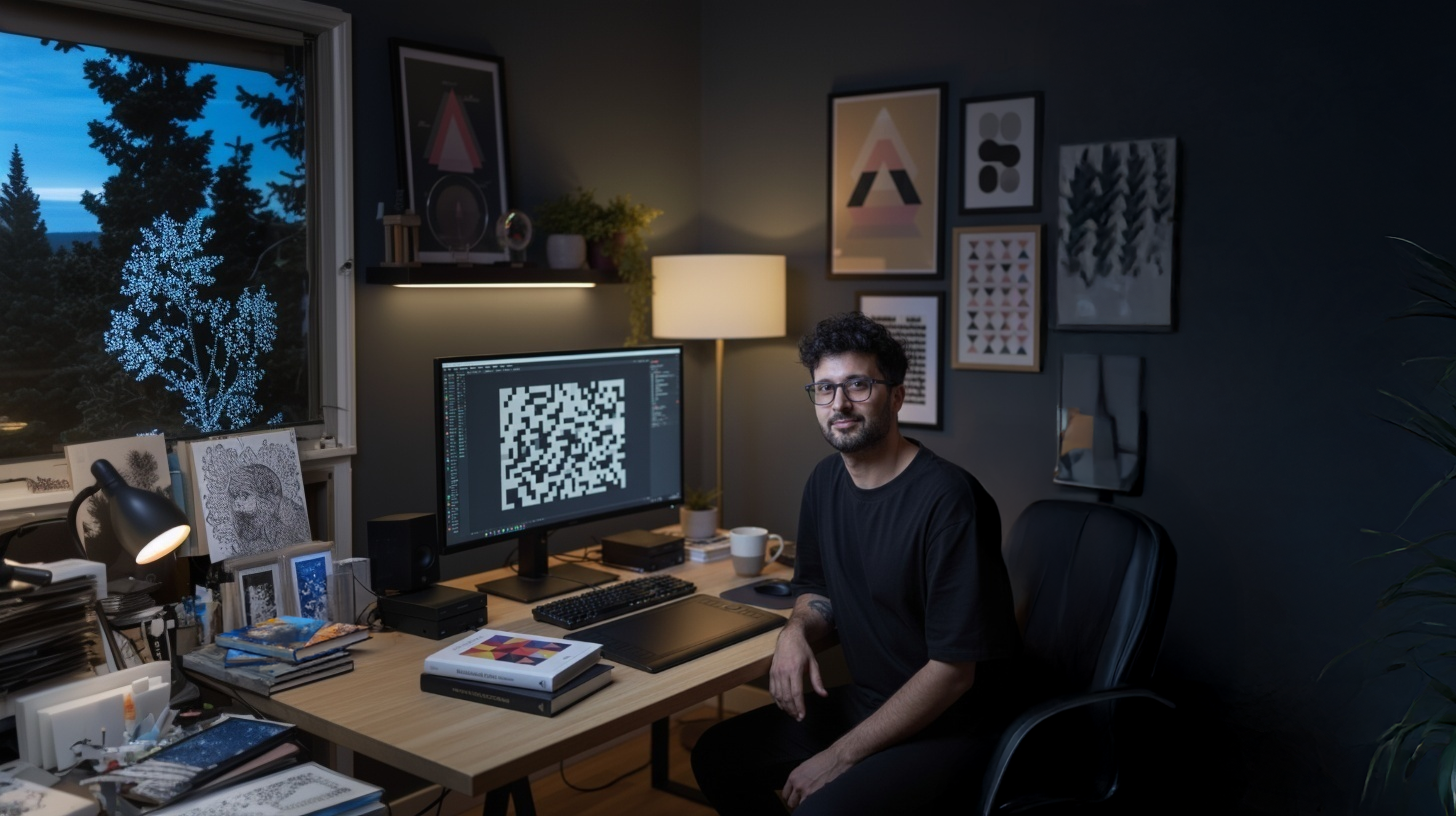 A picture of Gio Casabona on his studio. Una fotografía de Gio Casabona en su estudio.