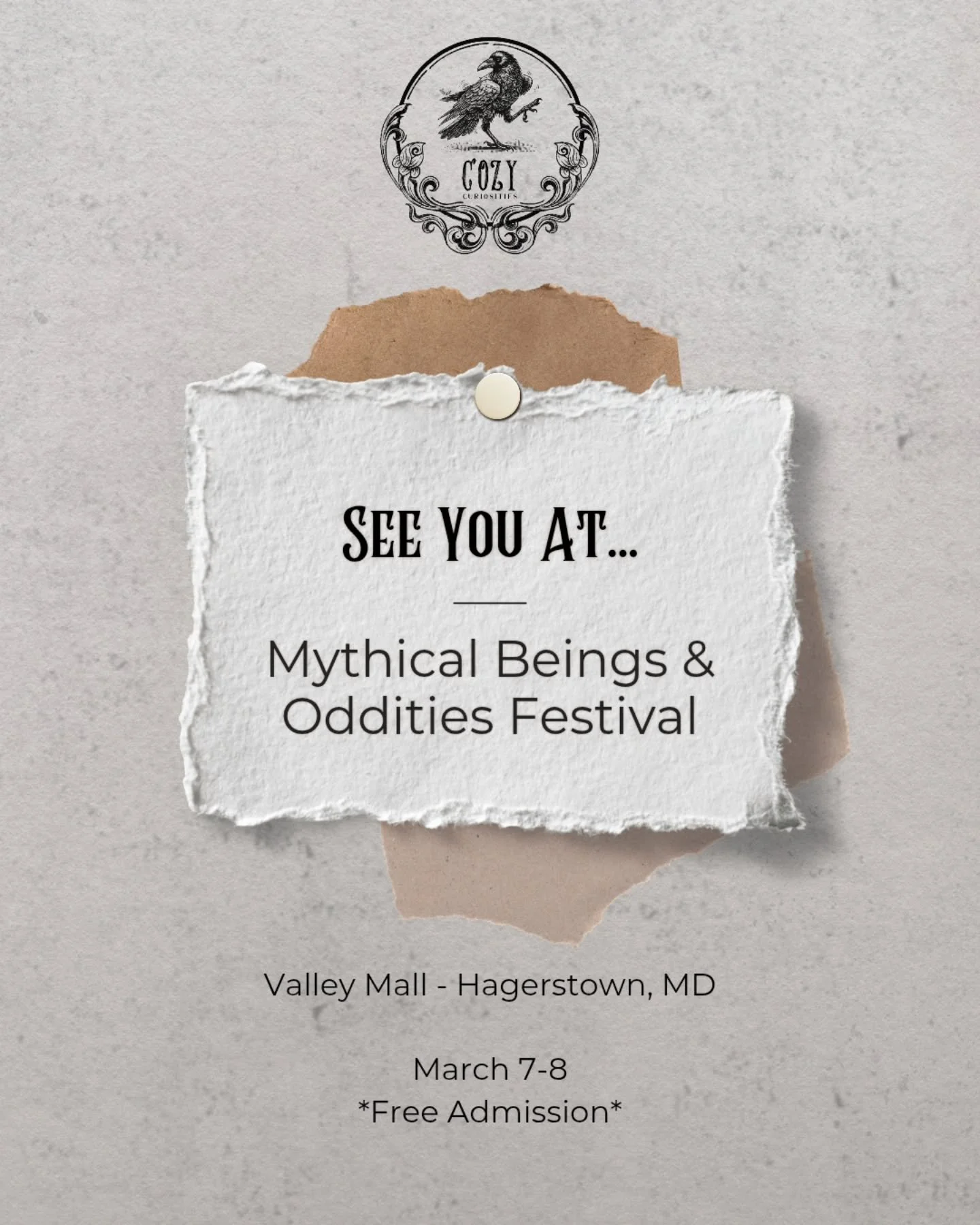 We'll be at the Mythical Beings &amp; Oddities Festival at the Valley Mall in Hagerstown in TWO WEEKS! We'll have booknooks, earrings, necklaces, tiny books, miniatures, and our potions! #convention #artistalley #miniatureartist #oddities #ValleyMall