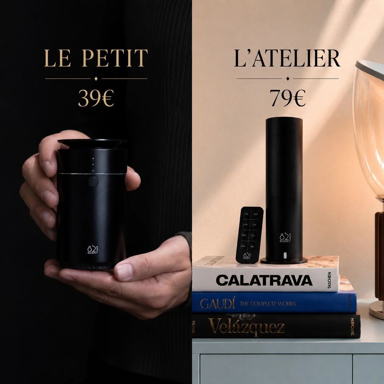 Hay hogares que se recuerdan por c&oacute;mo se ven.

Y otros por c&oacute;mo se sienten.

Imagina abrir la puerta y que cada rinc&oacute;n te reciba con una fragancia elegante, c&aacute;lida e inolvidable.

 Le Petit  39&euro;
 L'Atelier  79&euro;

