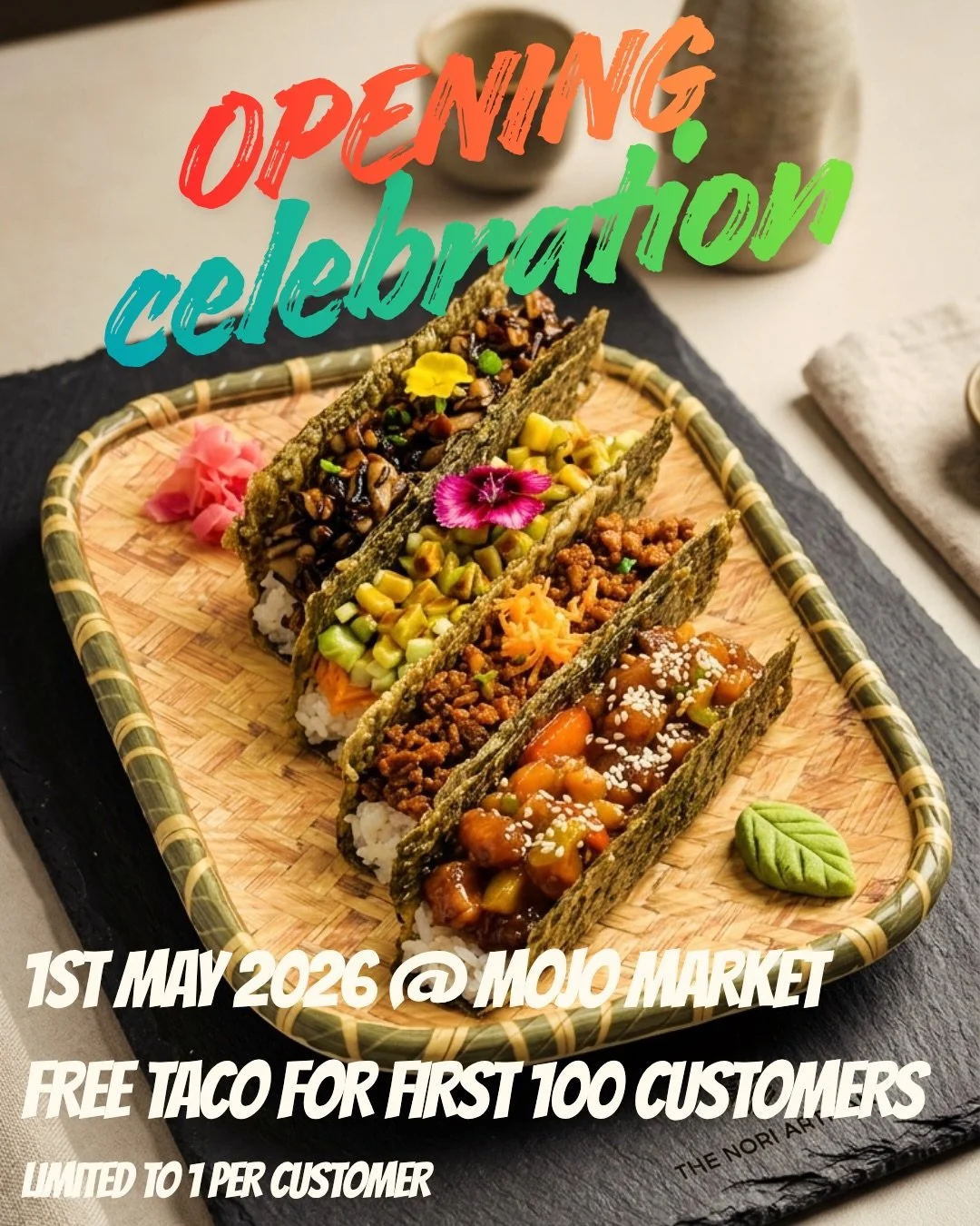 Big news: Asian Herbivore is officially open at Mojo Market! 🌮🌱

To celebrate, we&rsquo;re giving away a FREE TACO of your choice to the first 100 customers on our official opening day 1st May. Come say hi and grab a bite on us!

&bull; Where: Mojo