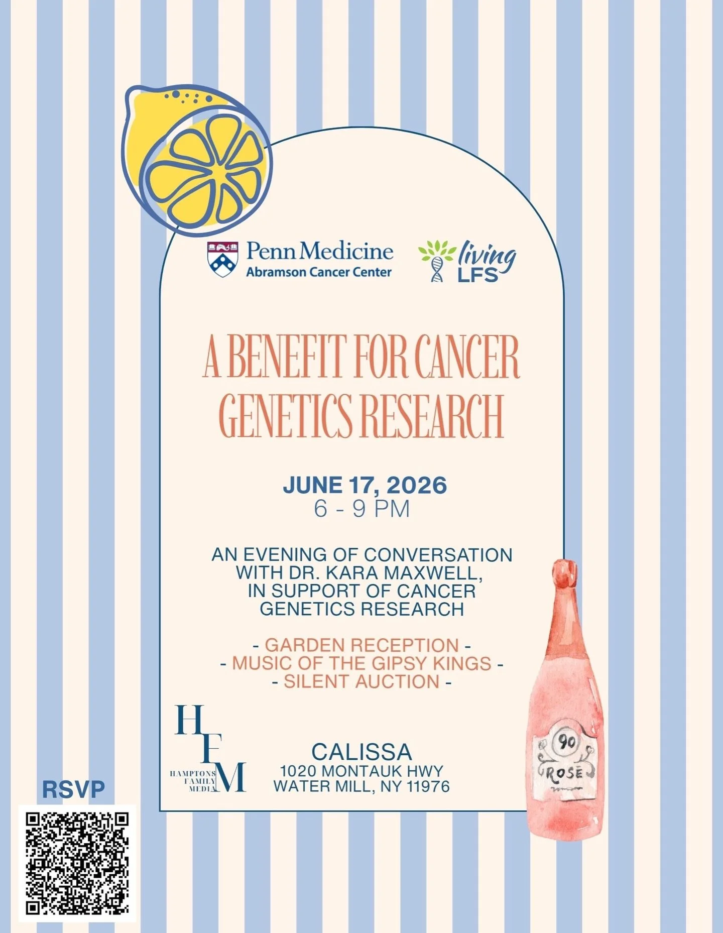 Hamptons Family Media is honored to be the exclusive media sponsor of &ldquo;A Benefit for Cancer Genetics Research&rdquo; - a special evening supporting the groundbreaking work of @pennmedicine&rsquo;s Abramson Cancer Center and @livinglifraumeni.

