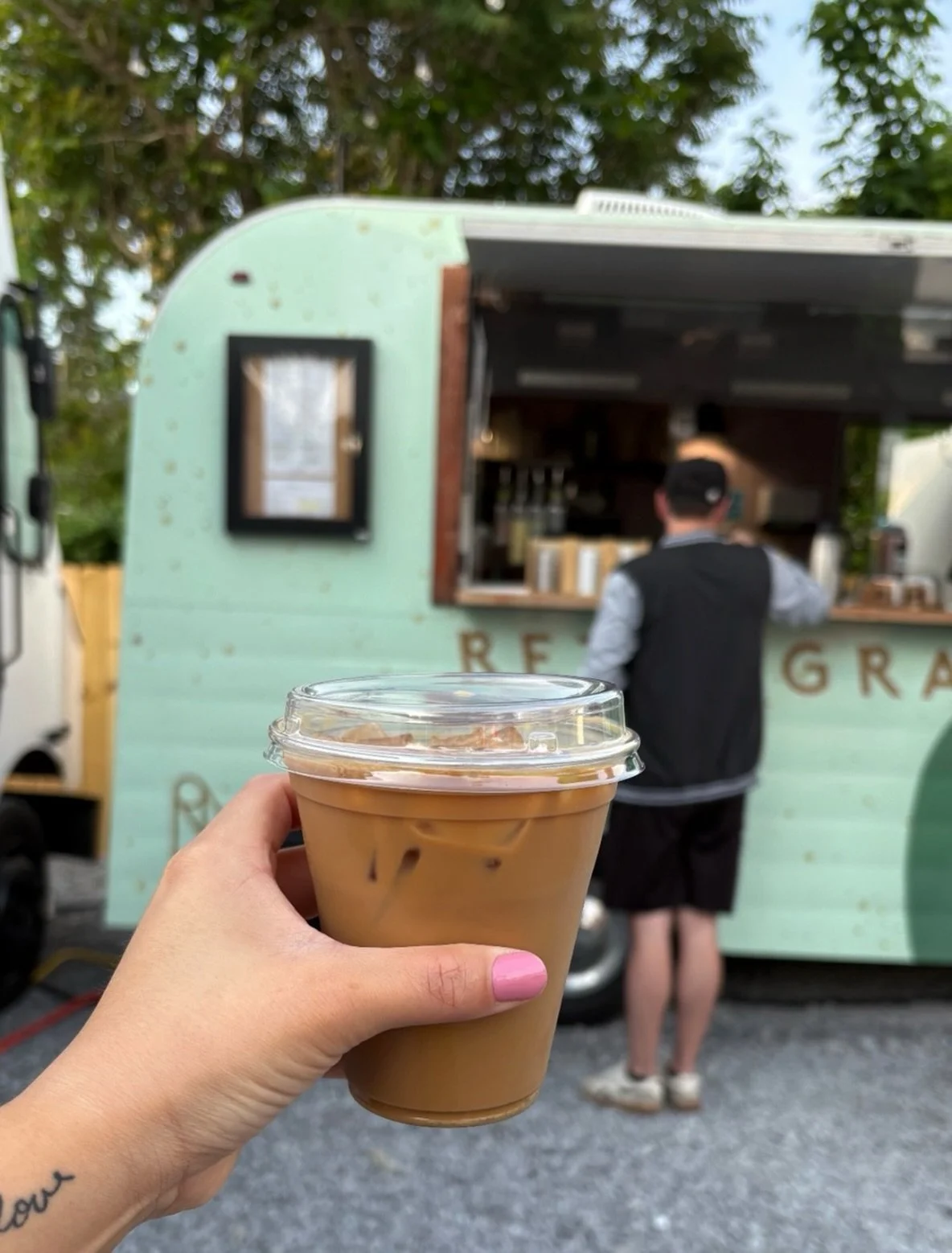 Best way to start the day: Coffee at Lost &amp; Found, posted up at a picnic table with your laptop (or a good book), soaking up the open-air morning. 

☕️☕️ @retrogradecoffee
