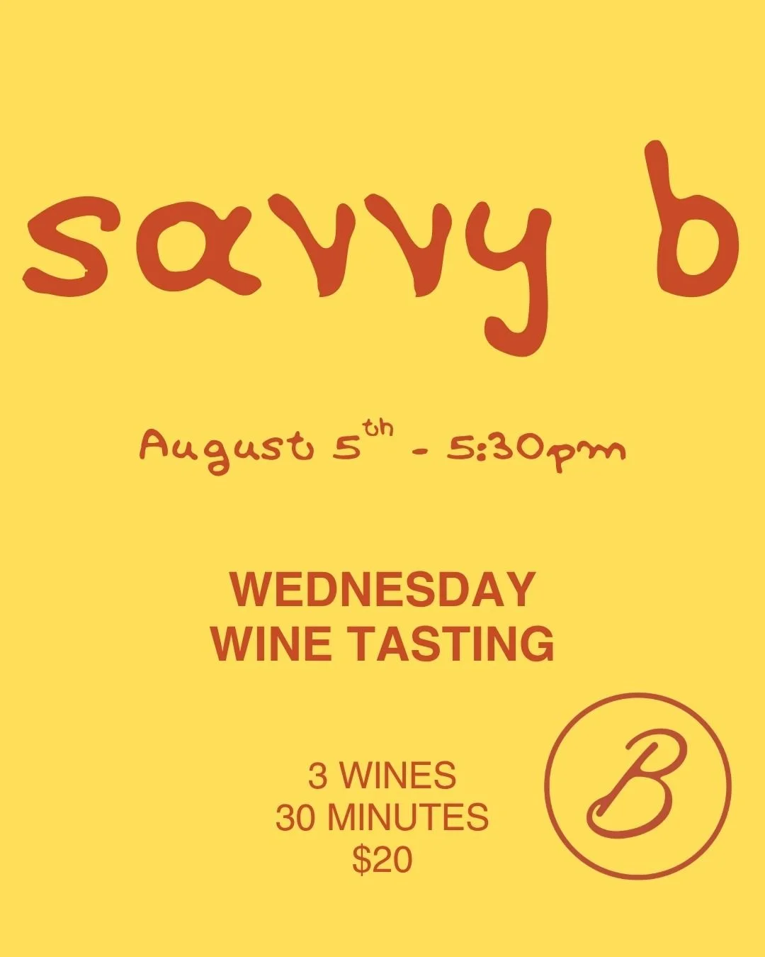 Wednesday Wine Tasting - Savvy B