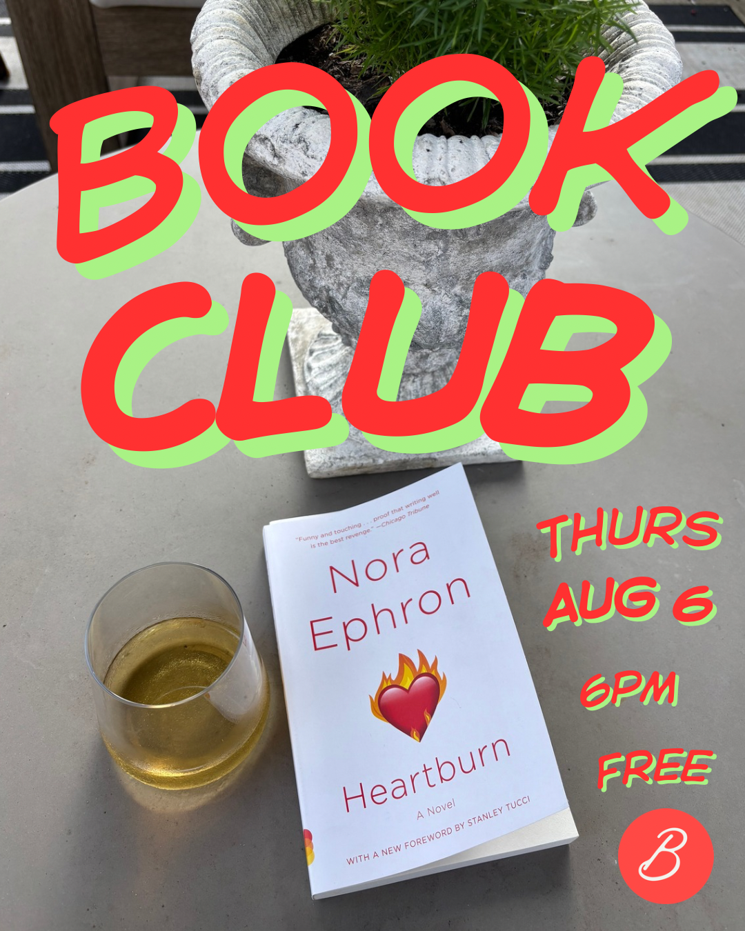 Book Club at Birdie's - Heartburn - 40th Anniversary