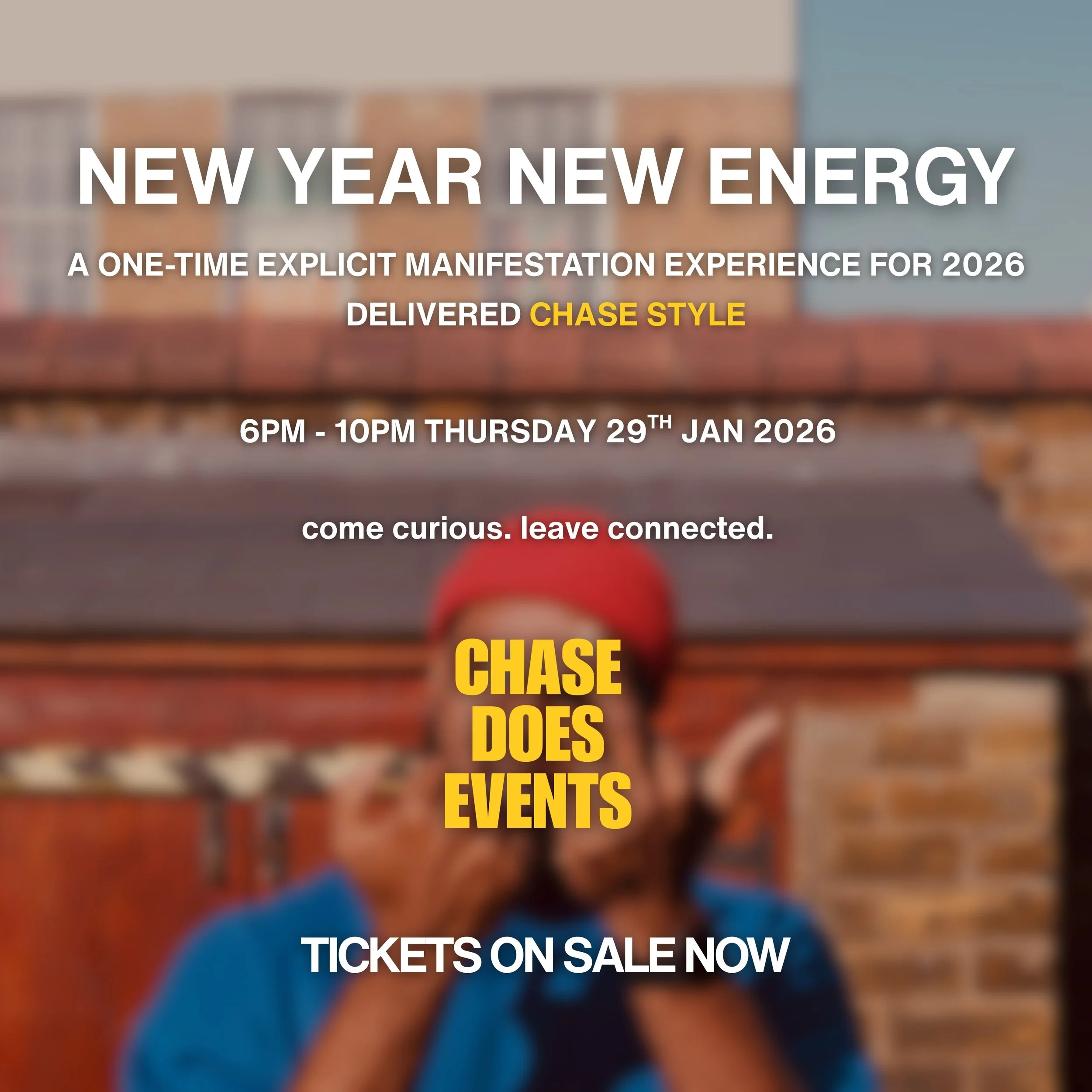 New Year New Energy poster manifestation experience chase does events