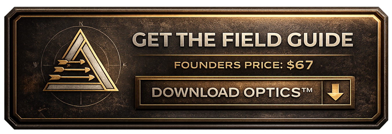 A promotional banner for a field guide book, showing a triangle logo with arrows, a compass, and text promoting the guide at a price of $67 with a download button. TraceAdaptive Group