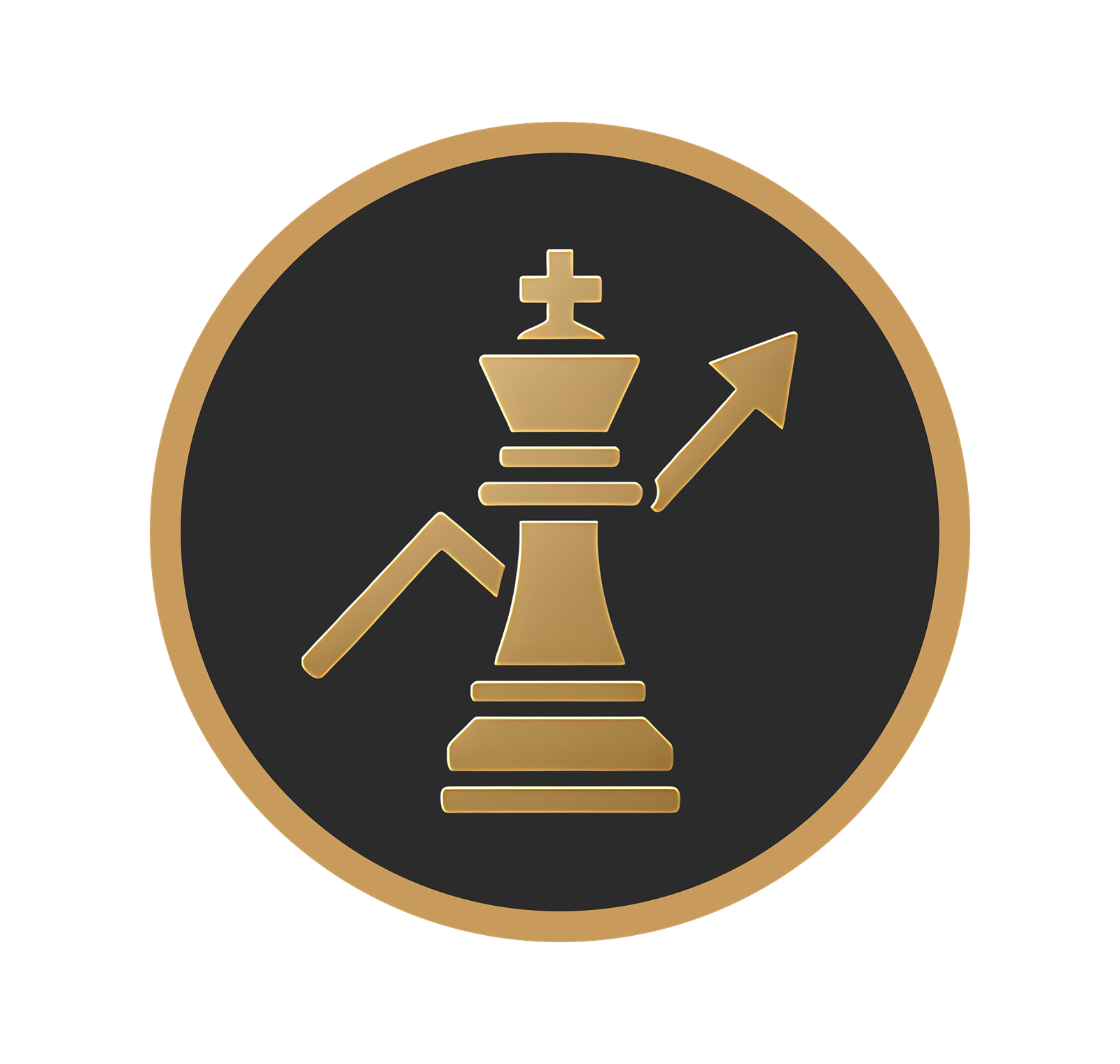 Gold and black logo with a chess king piece, zigzag line, and upward arrow. TraceAdaptive Group