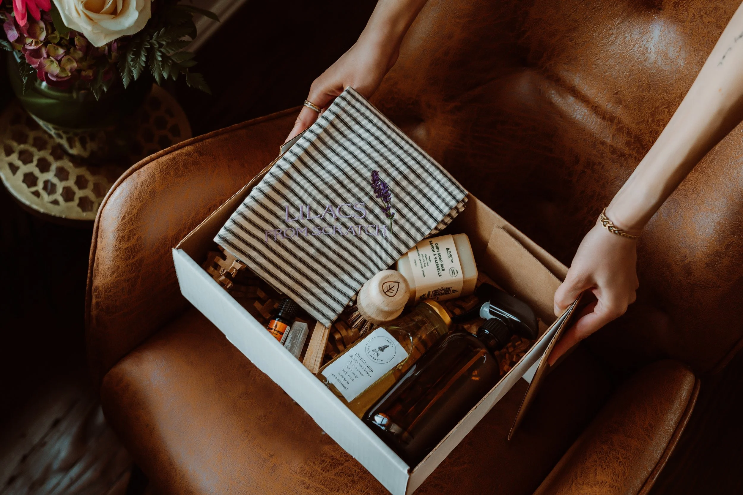 Salon customer with new long natural braids