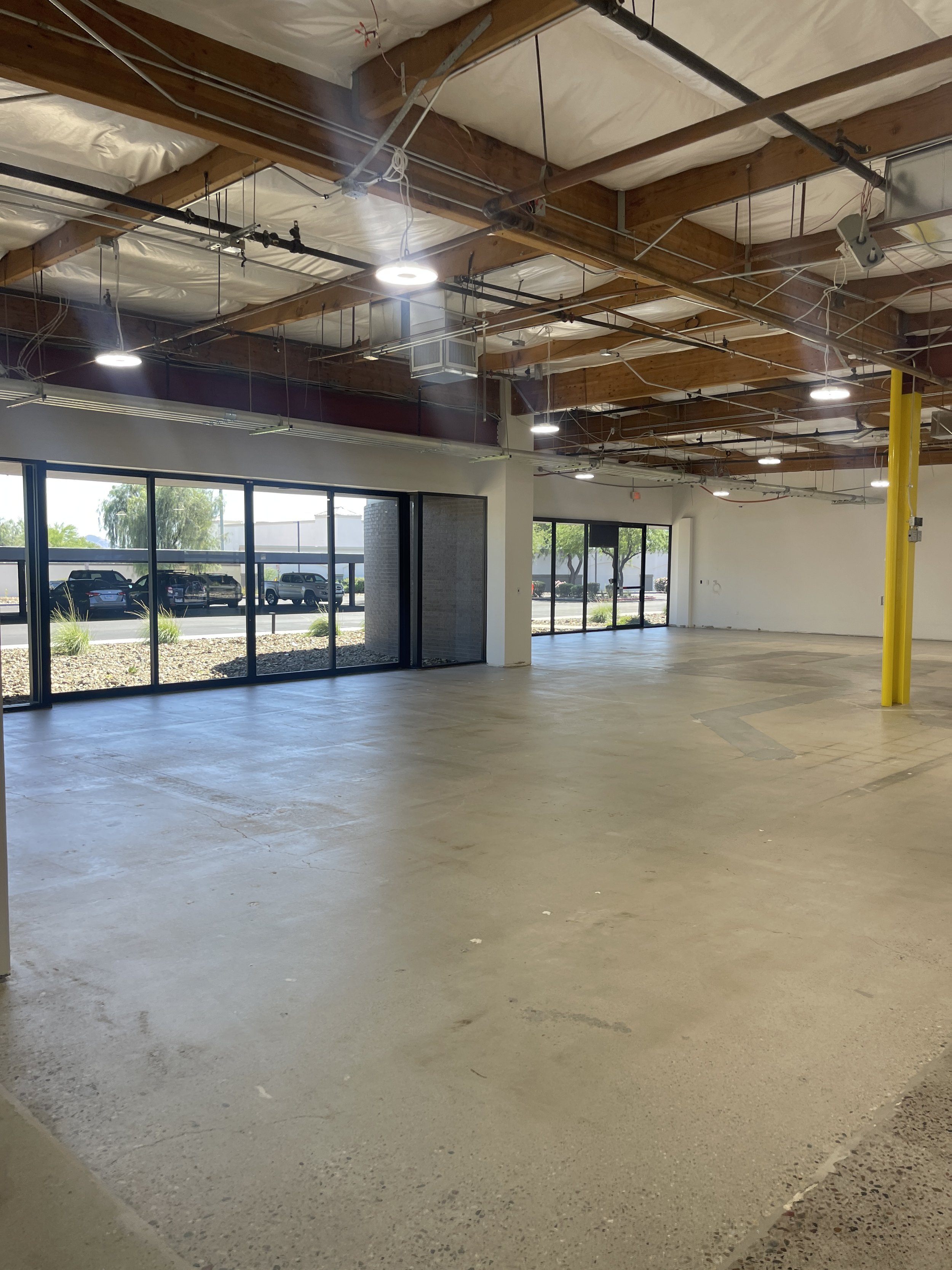 commercial building after Concrete floor leveling, ready for flooring prep