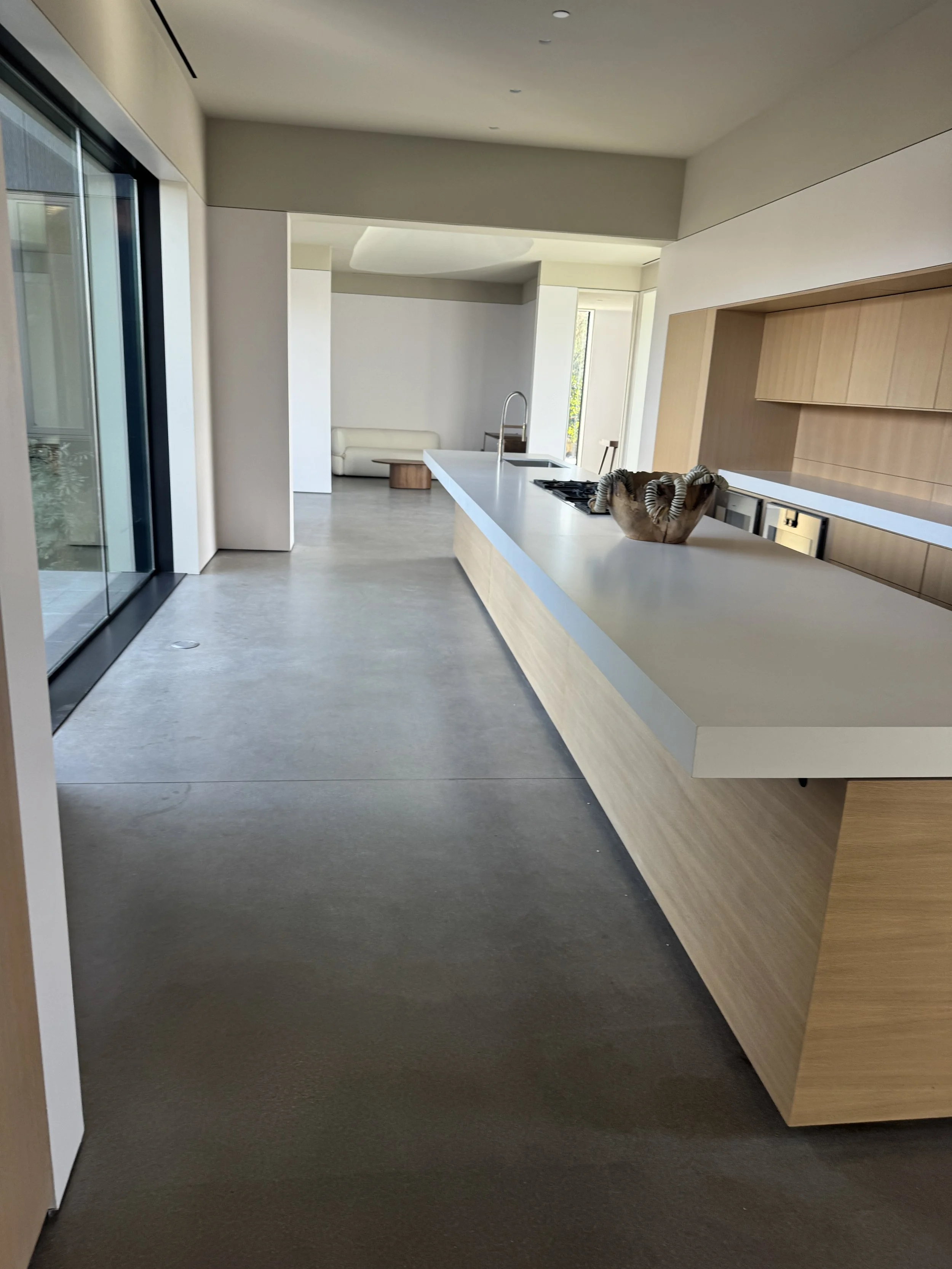 Kitchen with newly done concrete flooring