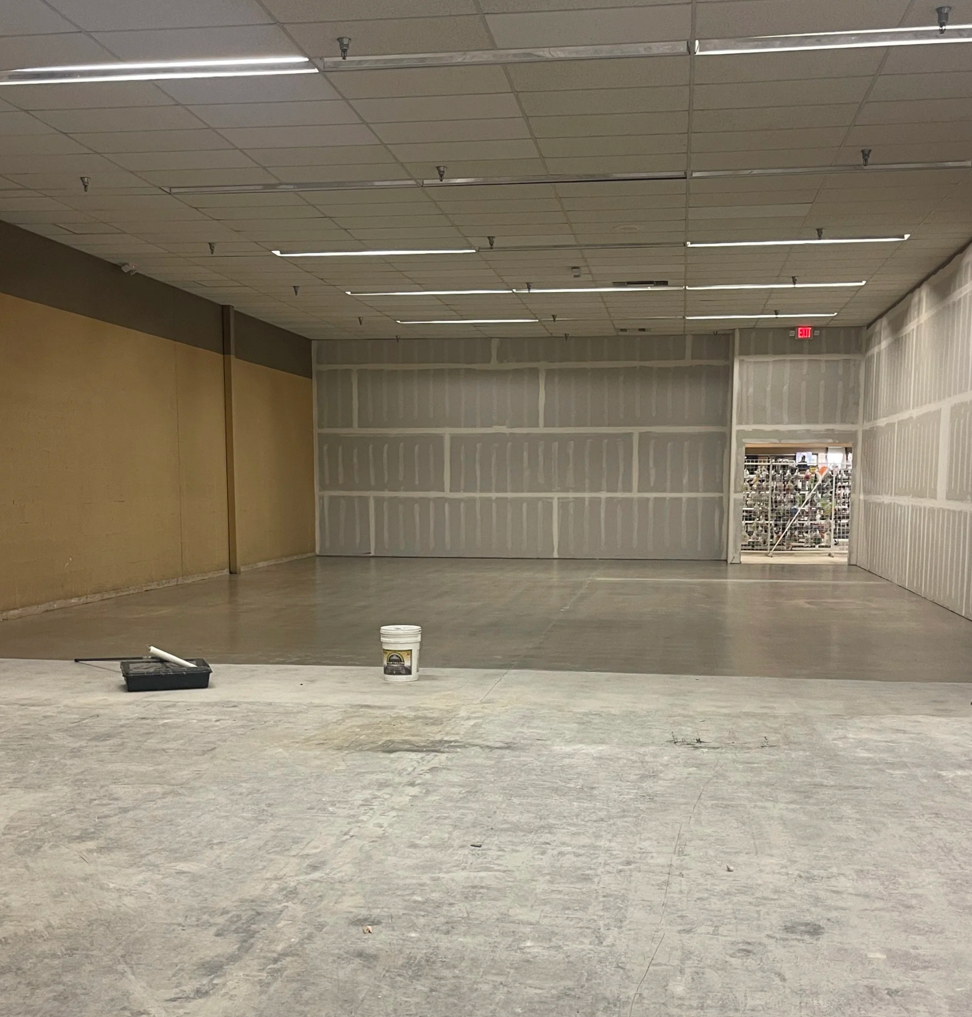 grind and seal concrete job with half of the floor finished