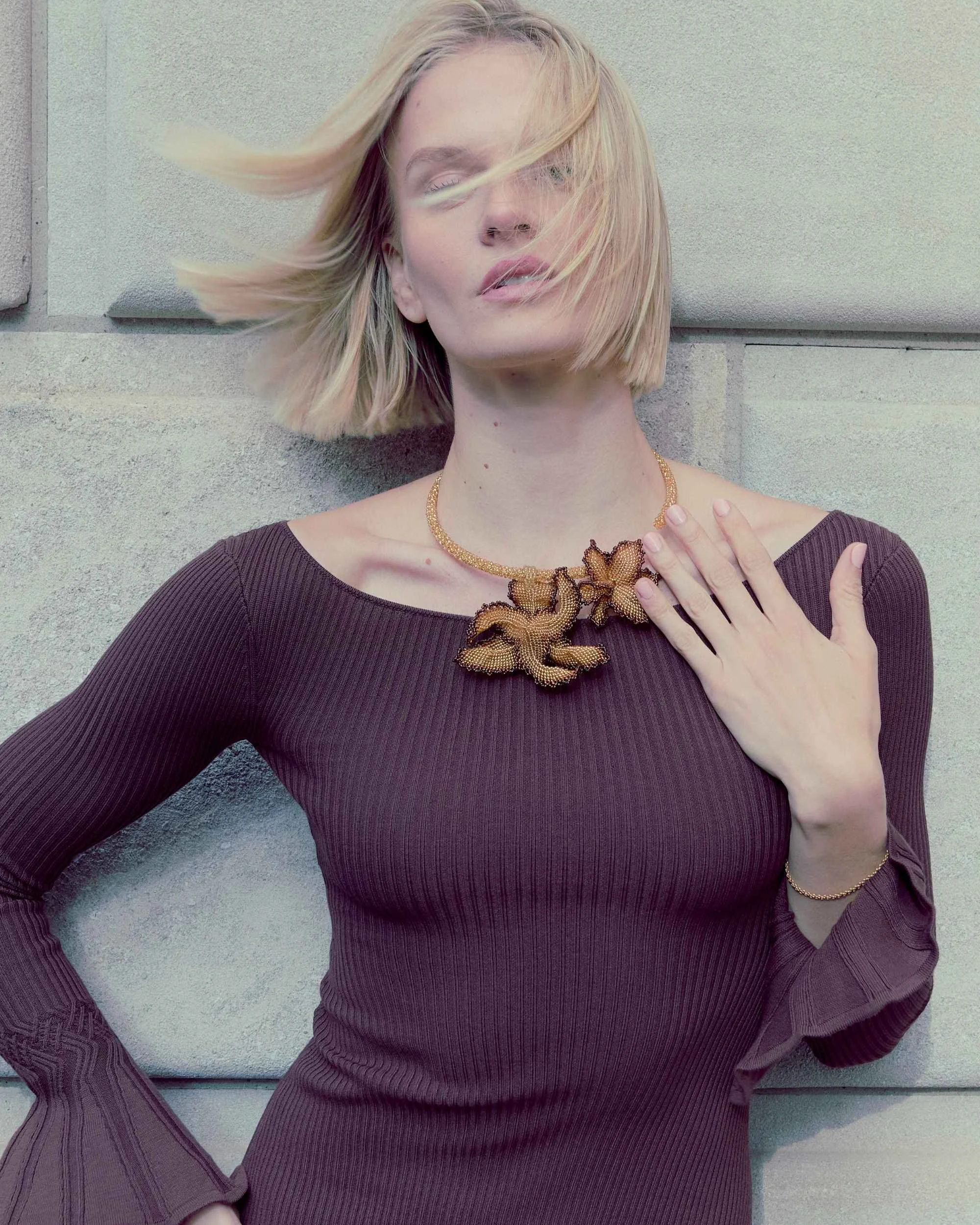 Orchid Bloom Beaded Necklace