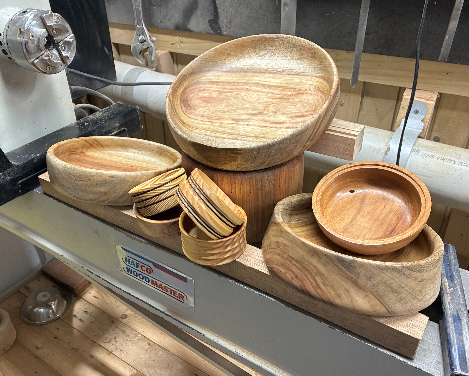 A variety of wood used for our turned bowls