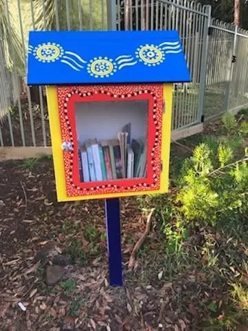 Library box painted by local artist, Leanne Tobin for Euroka Children's Centre