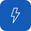 White lightning bolt icon on a dark blue background.
