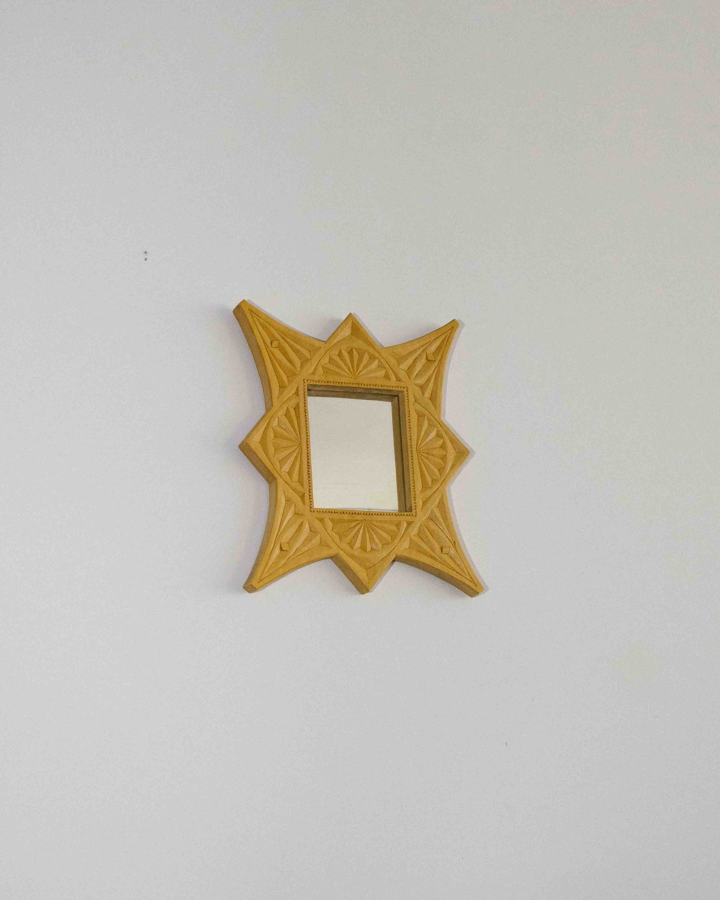 Hand-Carved Geometric Mirror vintage tramp art desing montreal quebec