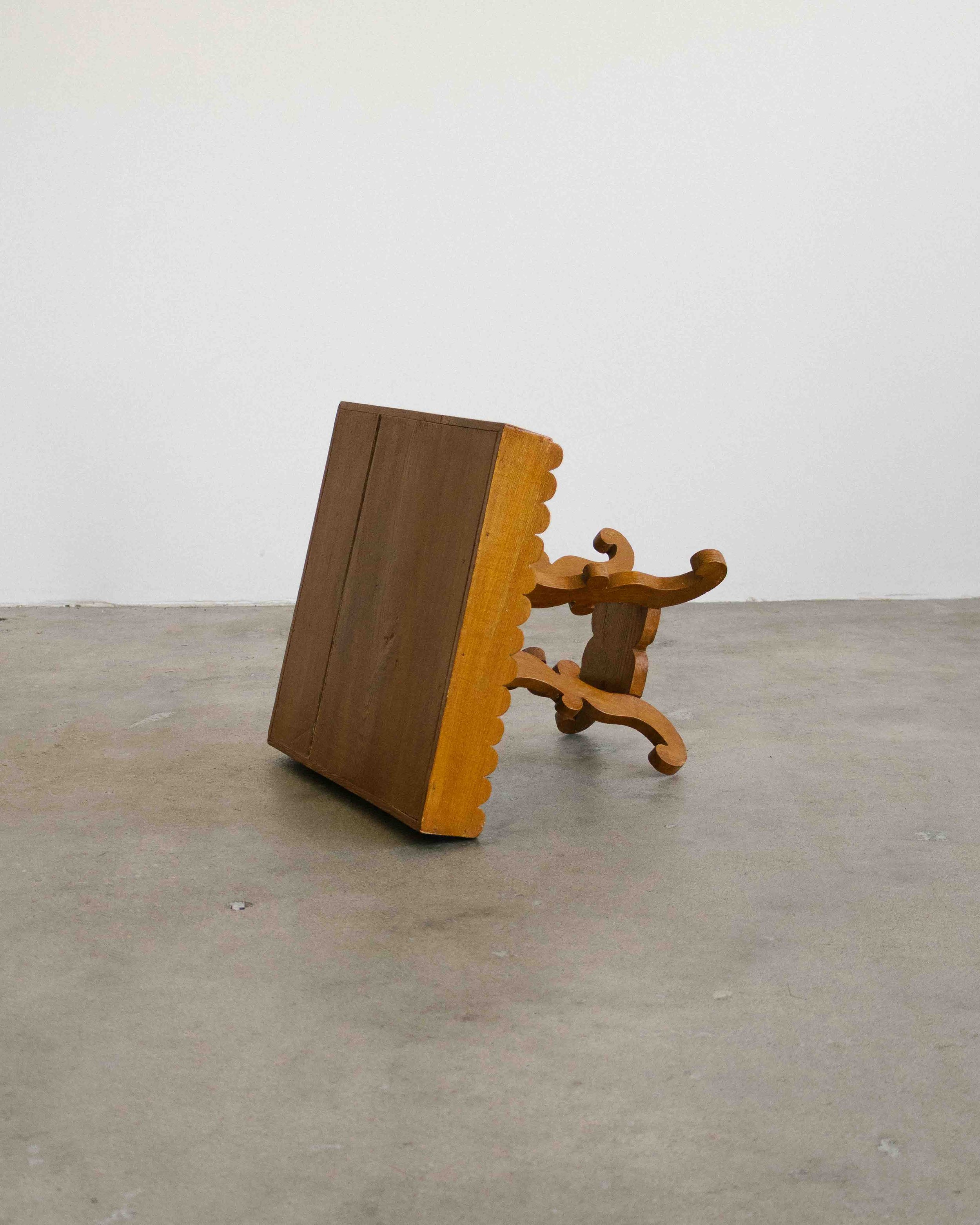 1960s Sculptural Side Table — Hand-Carved Pine (Quebec) vintage montreal quebec