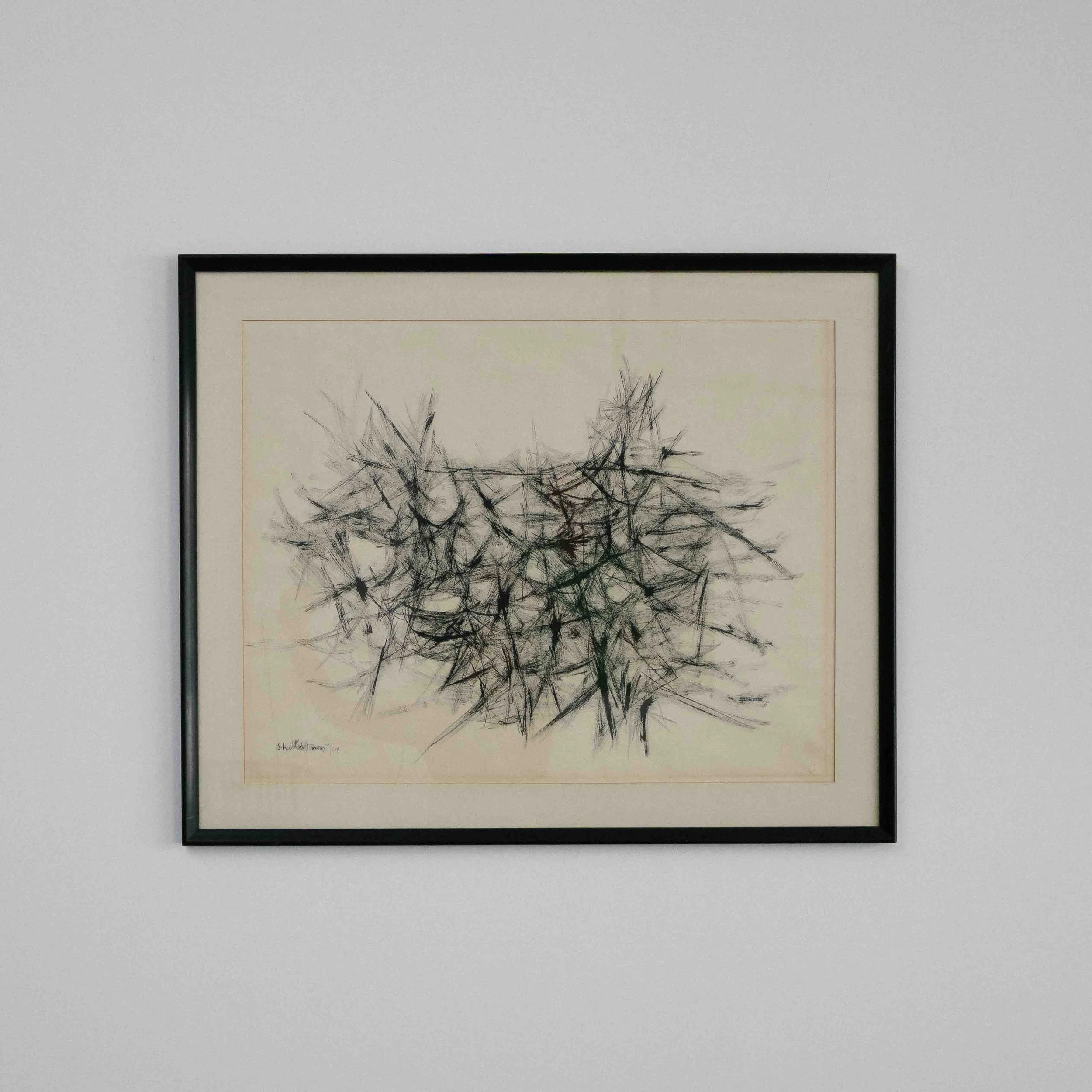 Abstract composition, 1963, named Dance of the Forest, Signed Schillington