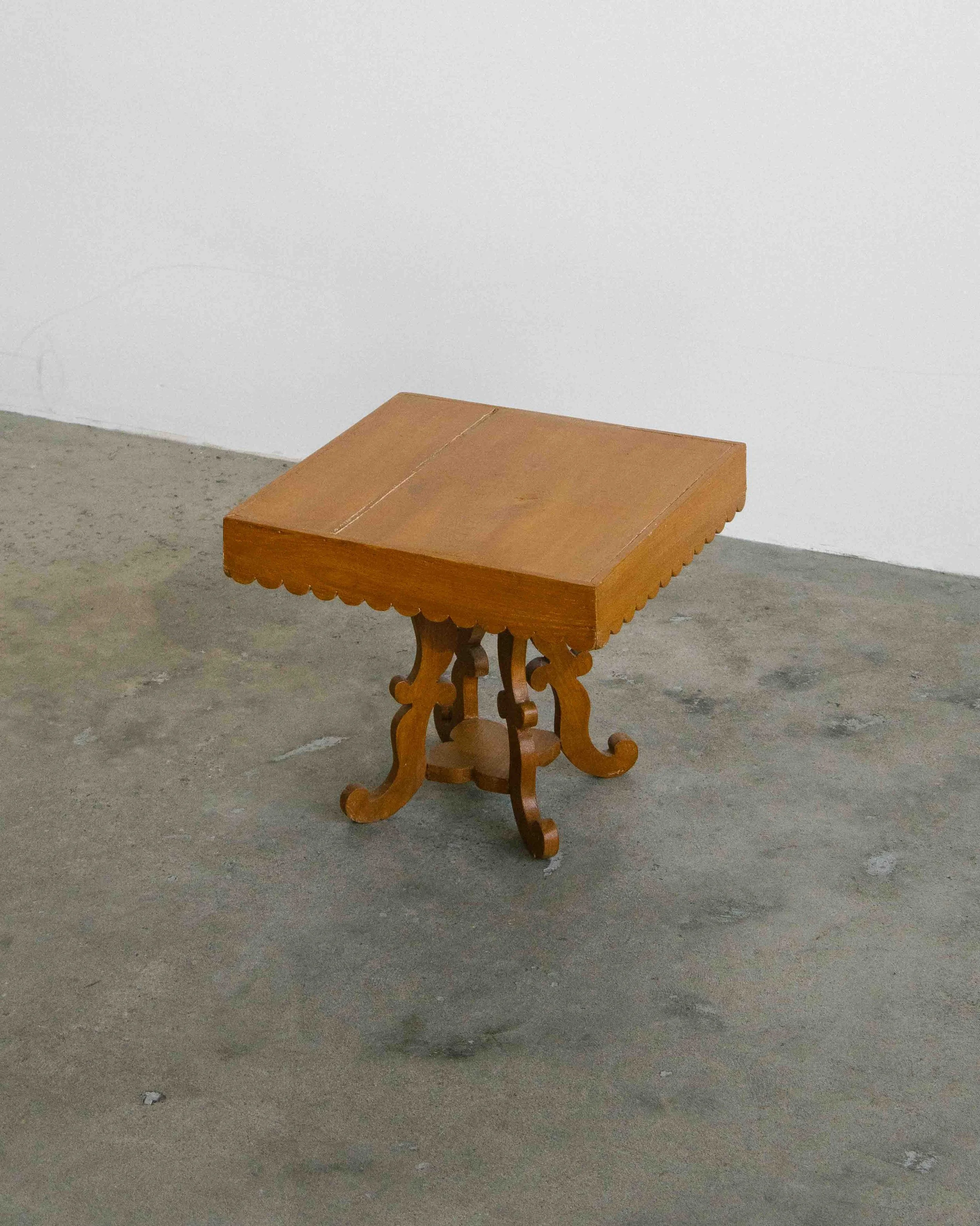 1960s Sculptural Side Table — Hand-Carved Pine (Quebec) vintage montreal quebec