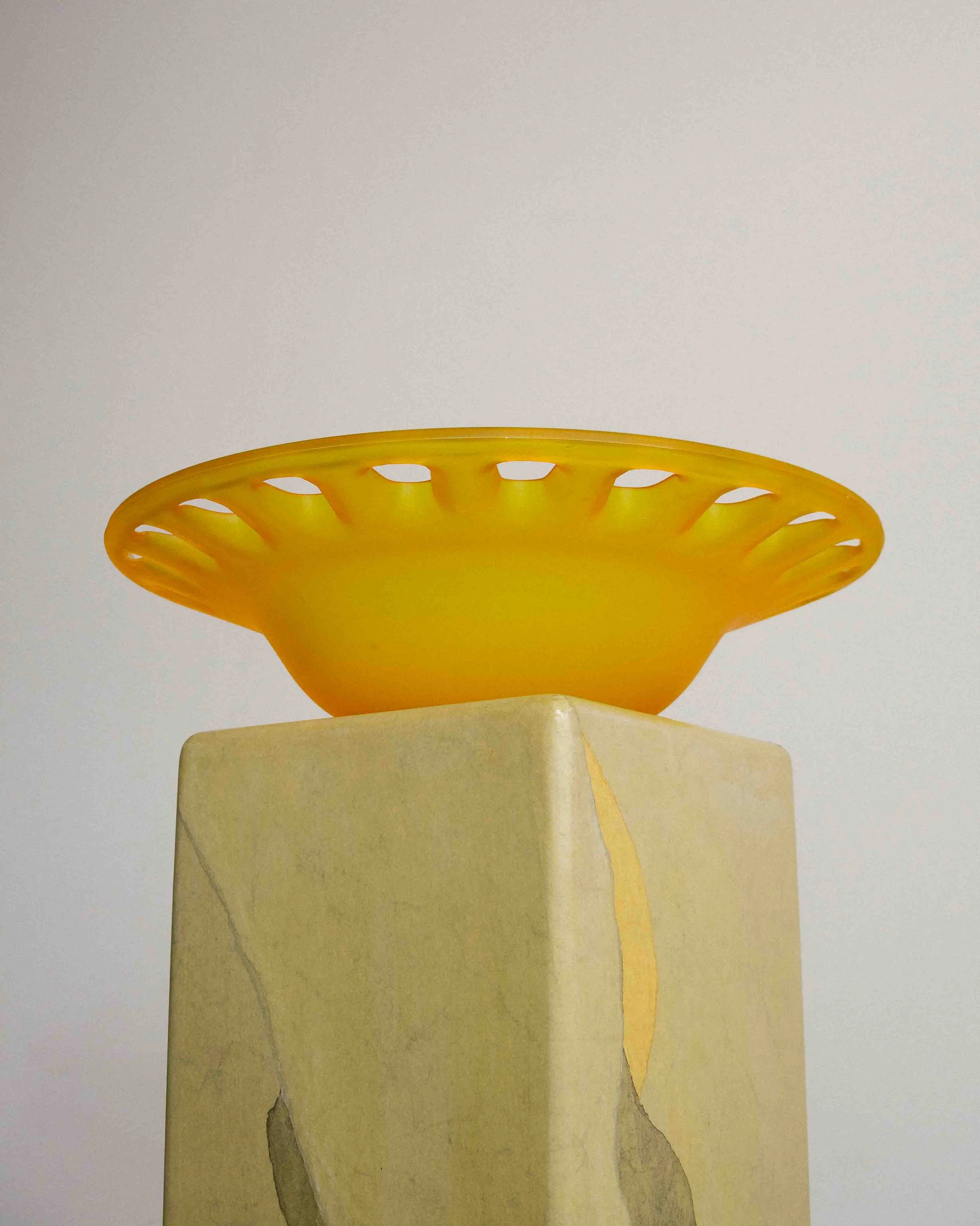 Czech Yellow Glass Centerpiece Bowl-vintage-montrea