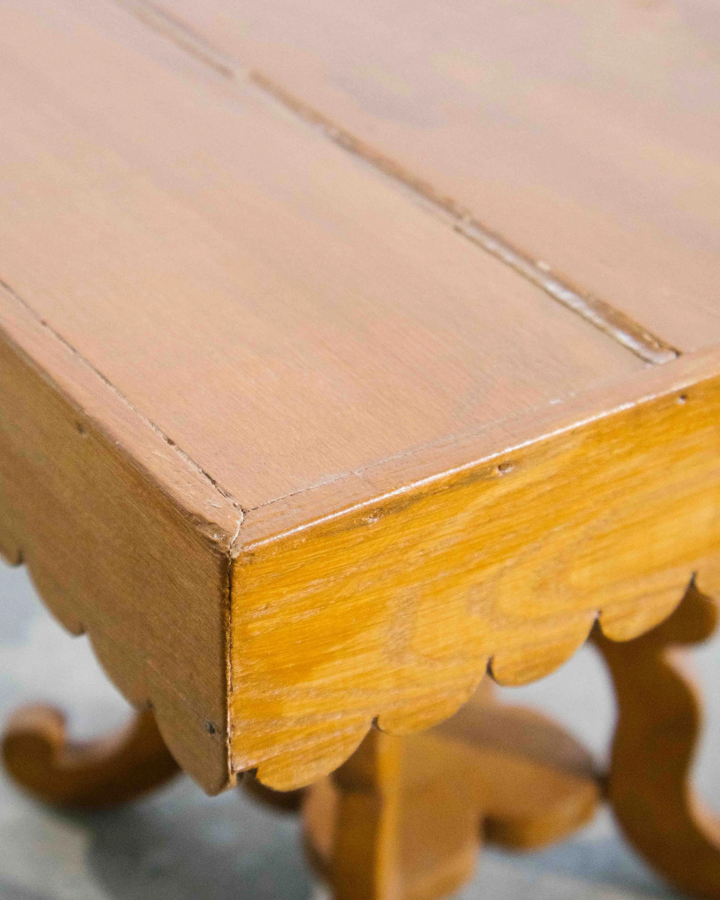 1960s Sculptural Side Table — Hand-Carved Pine (Quebec) vintage montreal quebec