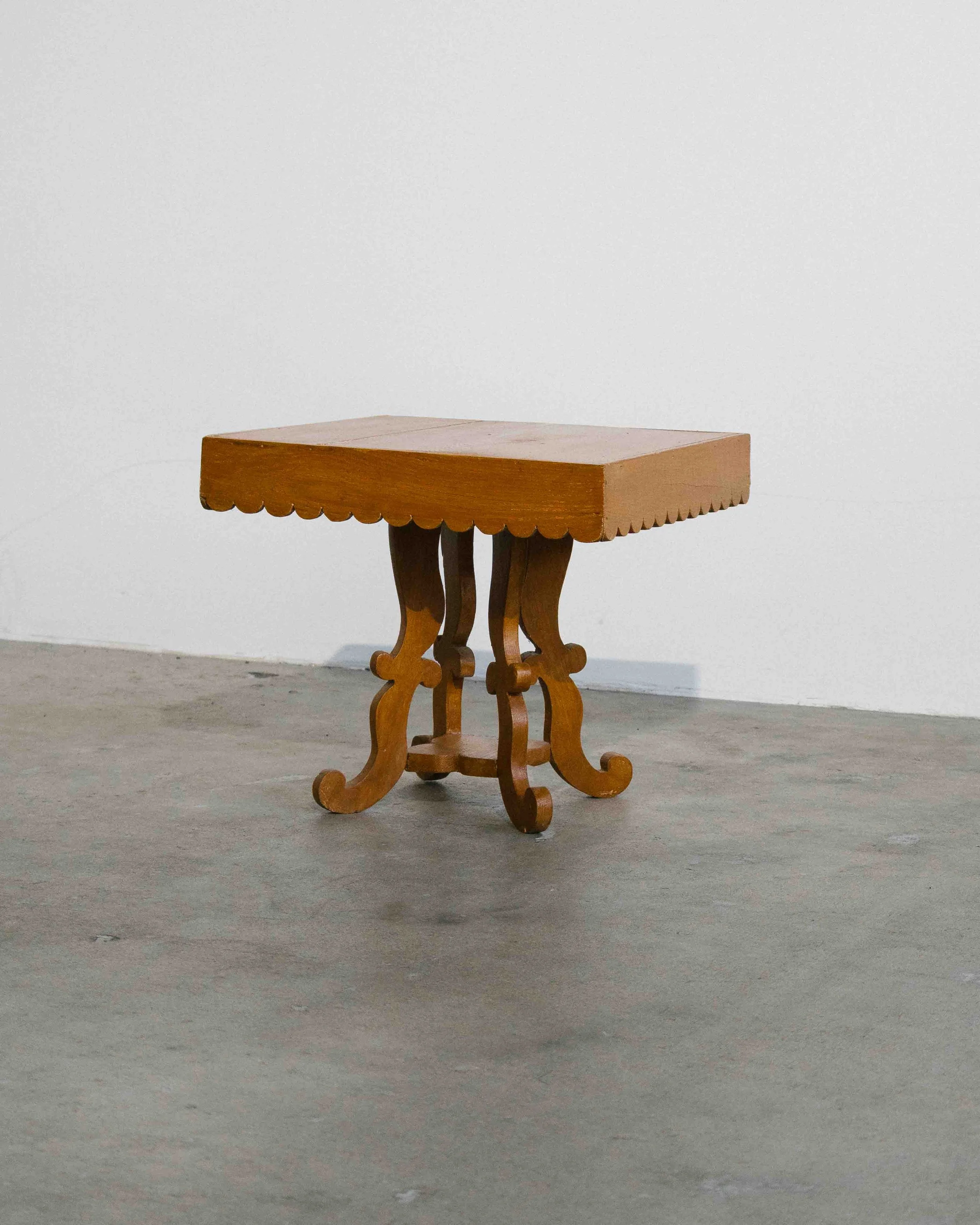 1960s Sculptural Side Table — Hand-Carved Pine (Quebec) vintage montreal quebec