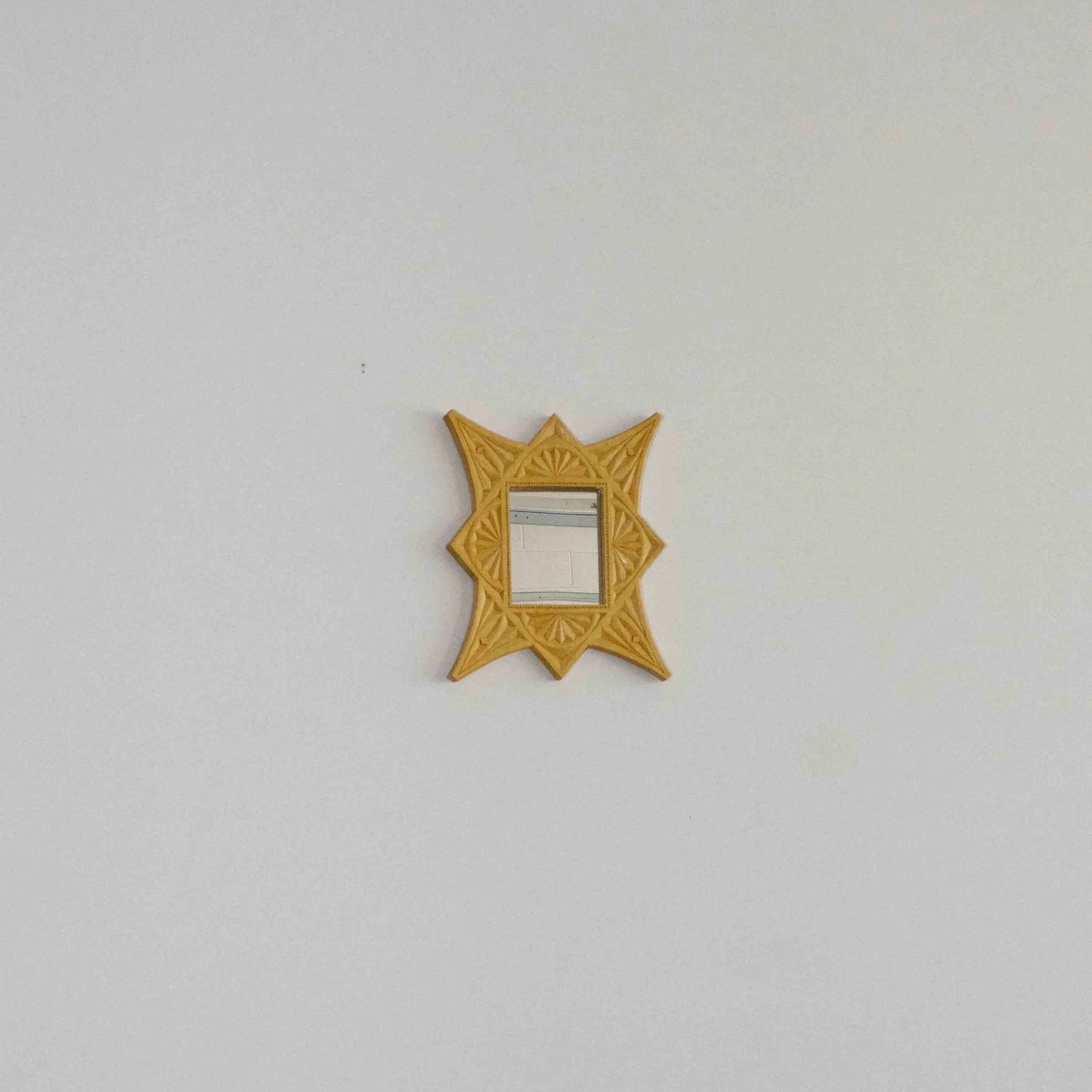 Hand-Carved Geometric Mirror vintage tramp art desing montreal quebec