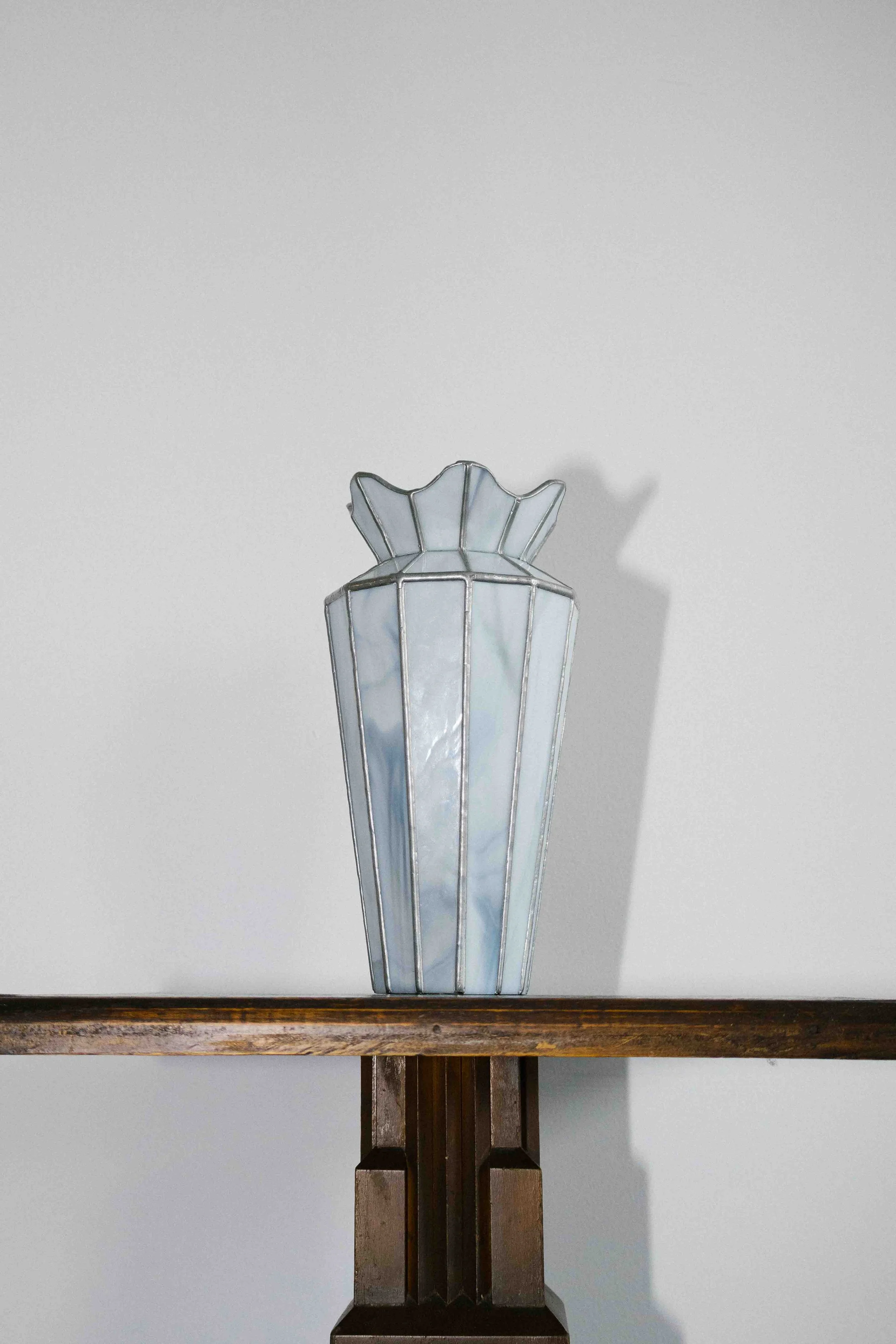 Stained Glass Vase, Quebec blue vintage deco