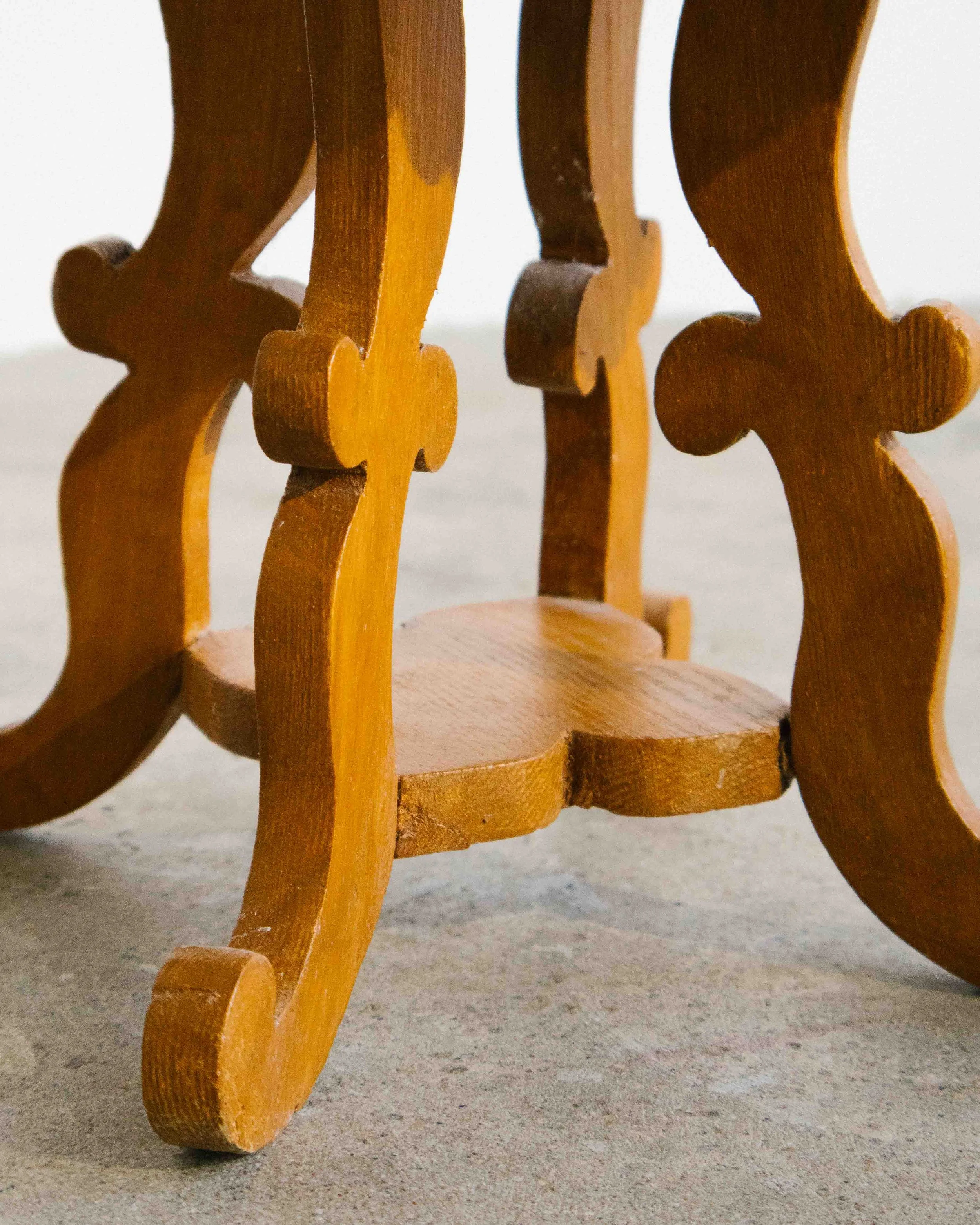 1960s Sculptural Side Table — Hand-Carved Pine (Quebec) vintage montreal quebec