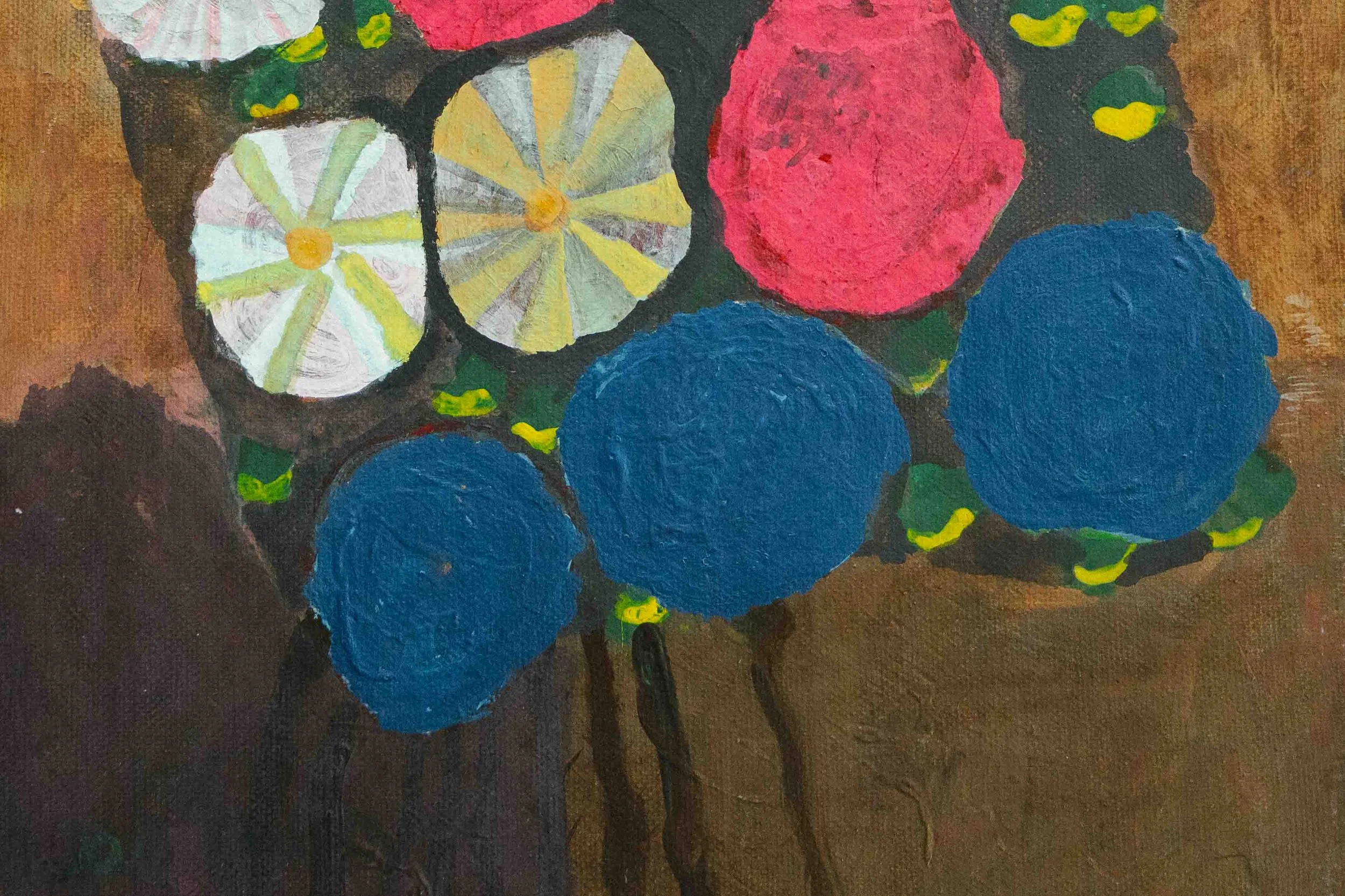 Floral Still Life, Spain, c. 1980s peinture vintage