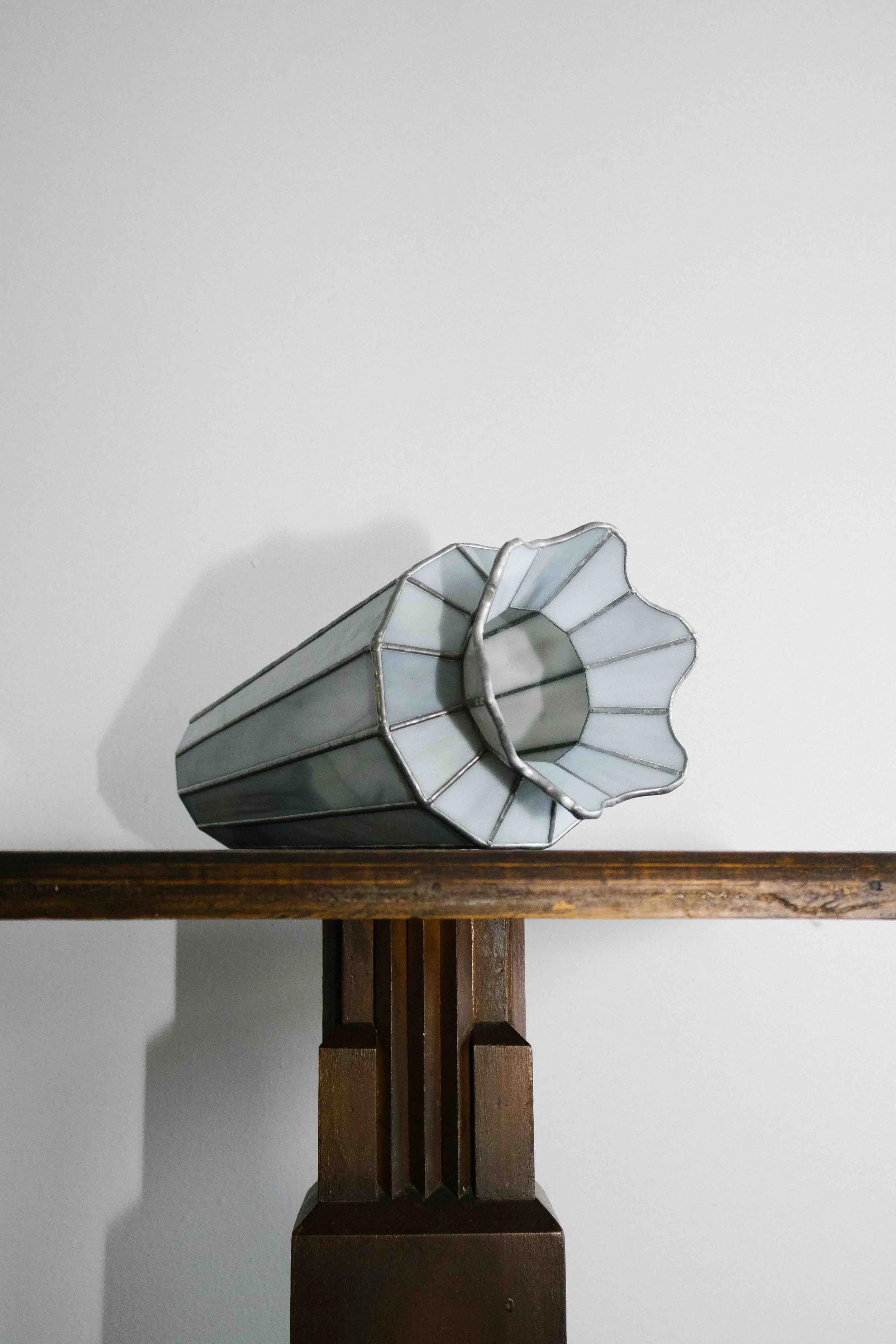 Stained Glass Vase, Quebec blue vintage deco