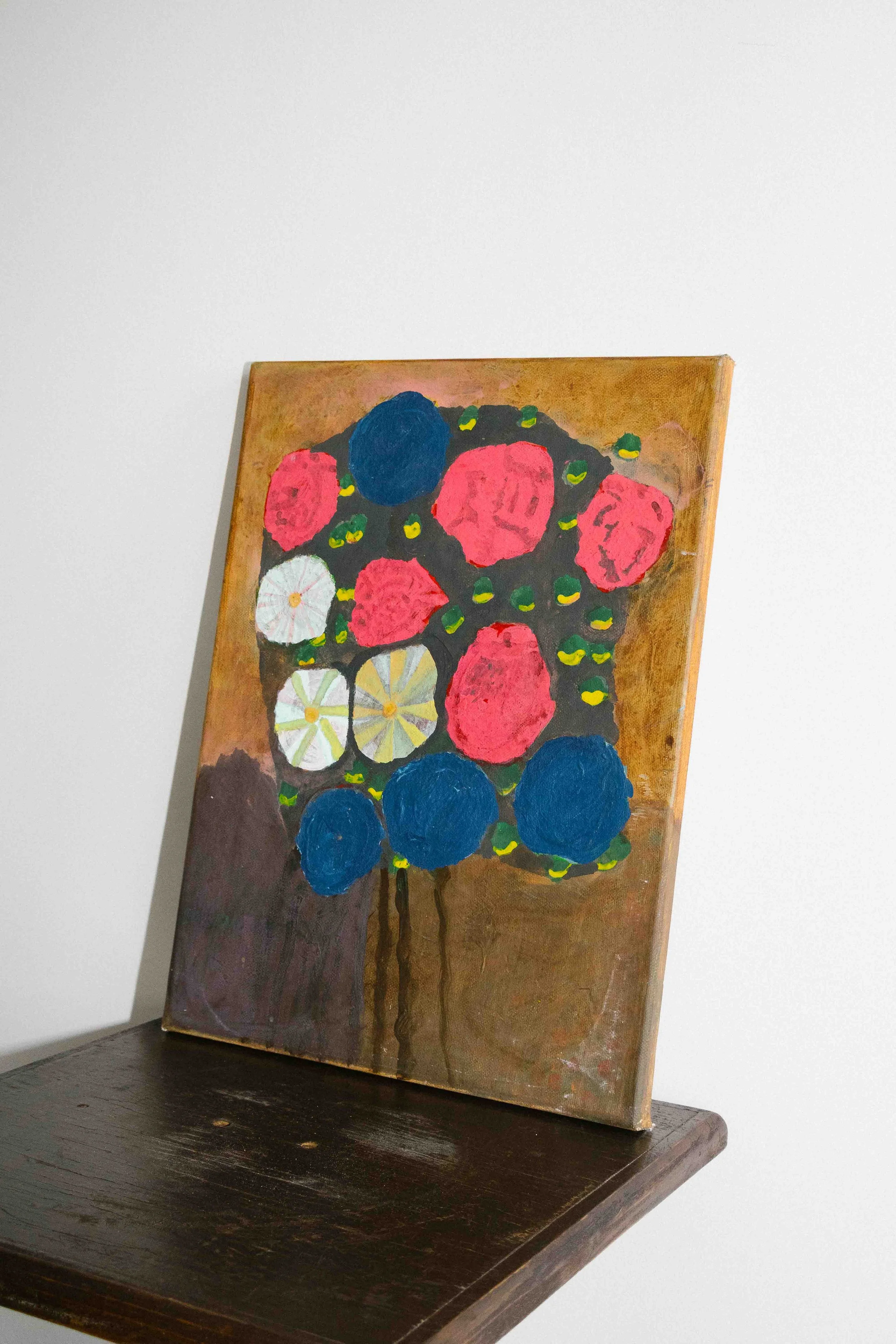 Floral Still Life, Spain, c. 1980s peinture vintage
