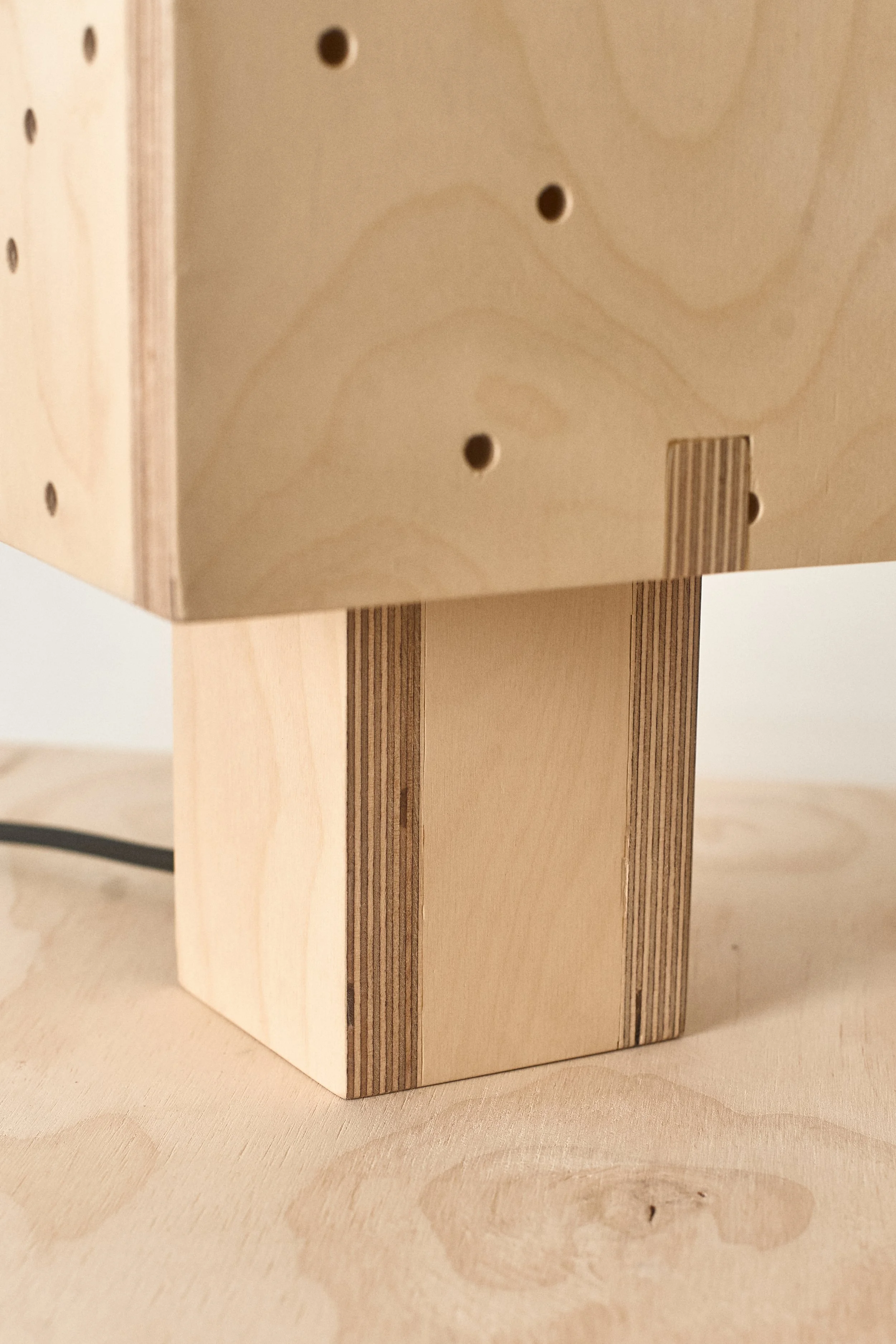 Handmade plywood table lamp designed and fabricated by Derek Designs in Brooklyn.