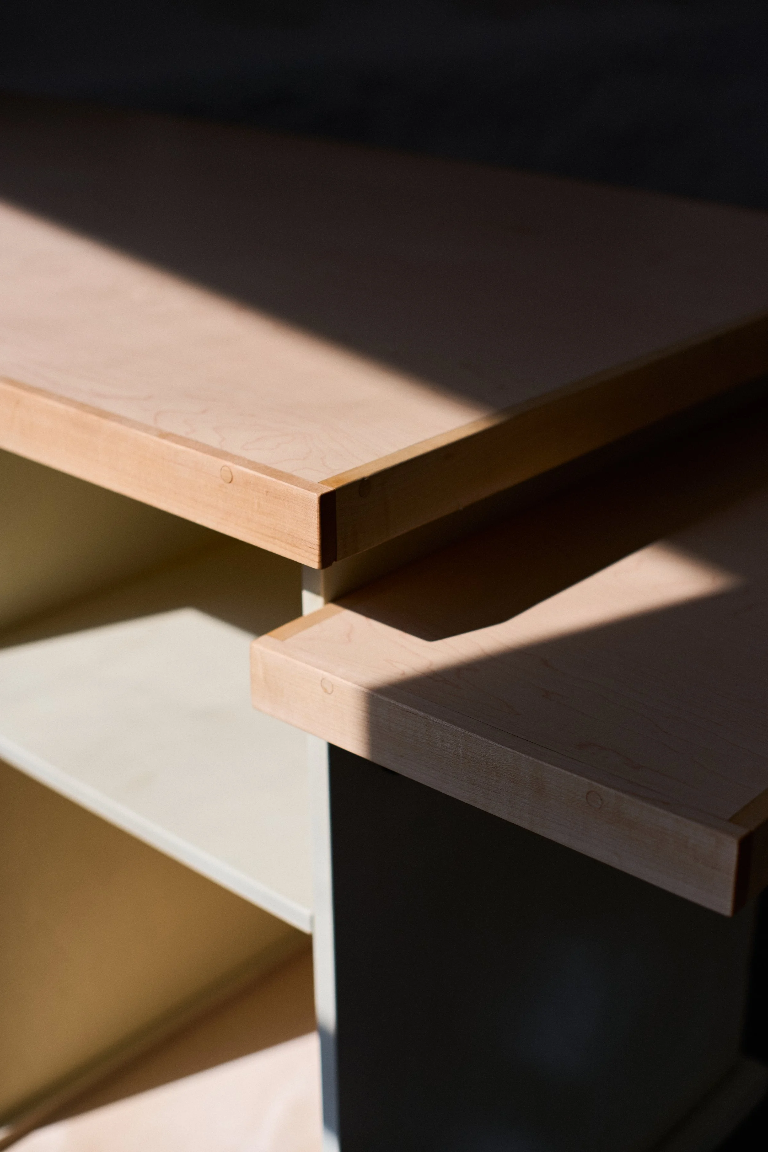 Close detail of a studio-built custom coffee cart for commercial use.