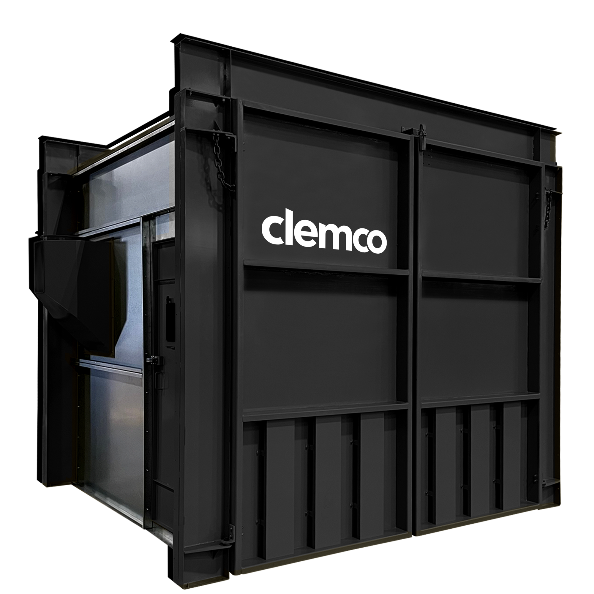 An automated A-200 blast cabinet with an Allen-Bradley HMI display screen and a robotic picking arm made by Fanuc