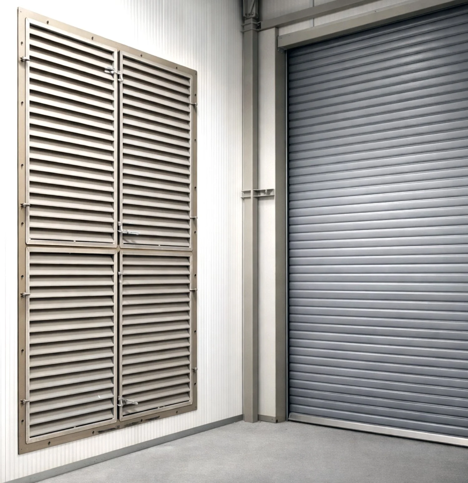 A Munkebo stationary paint dust collector in an indoor paint booth