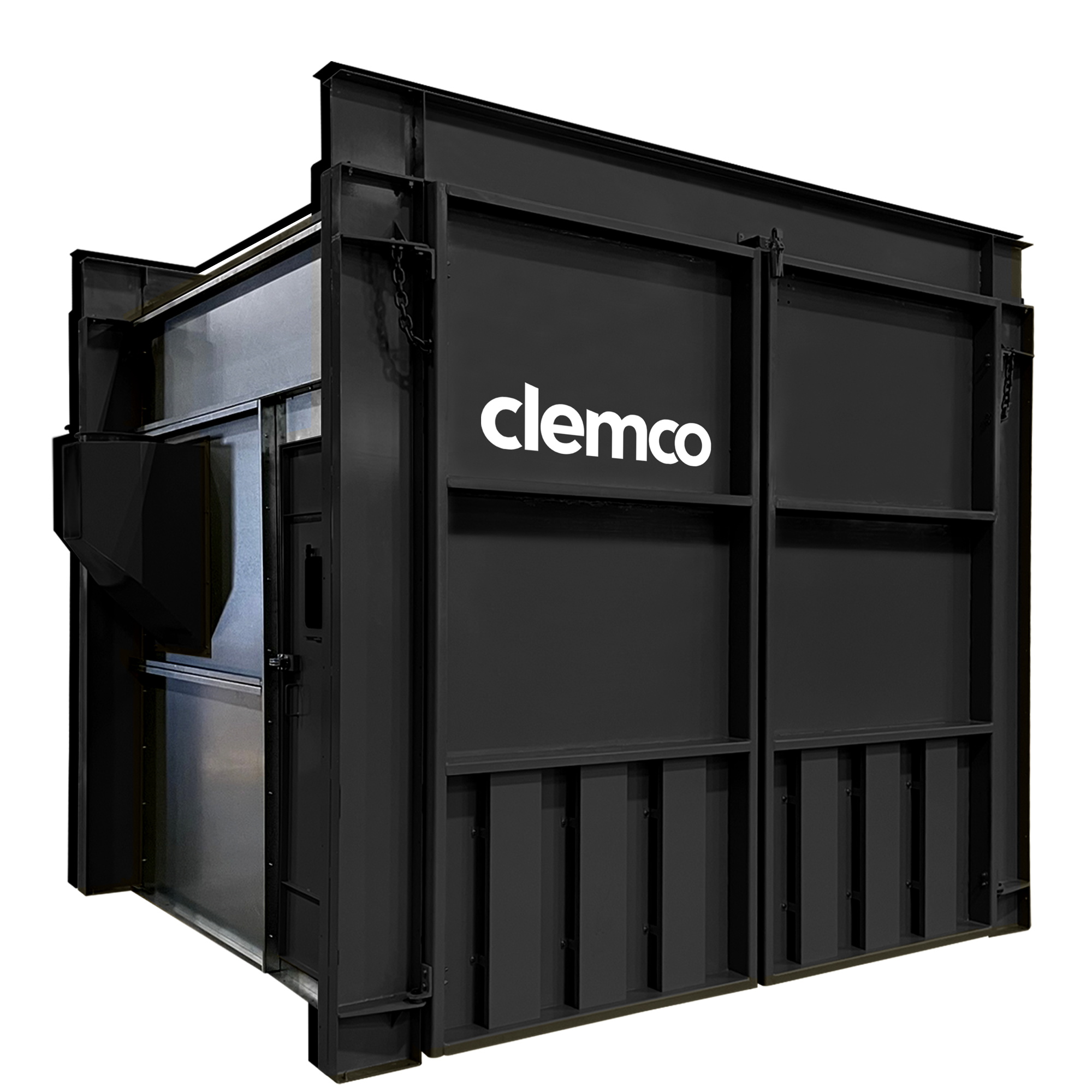 An automated A-200 blast cabinet with an Allen-Bradley HMI display screen and a robotic picking arm made by Fanuc