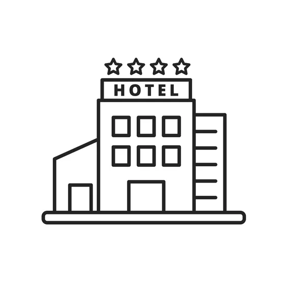 Outline of a hotel building with five stars above and the word "HOTEL" on top.